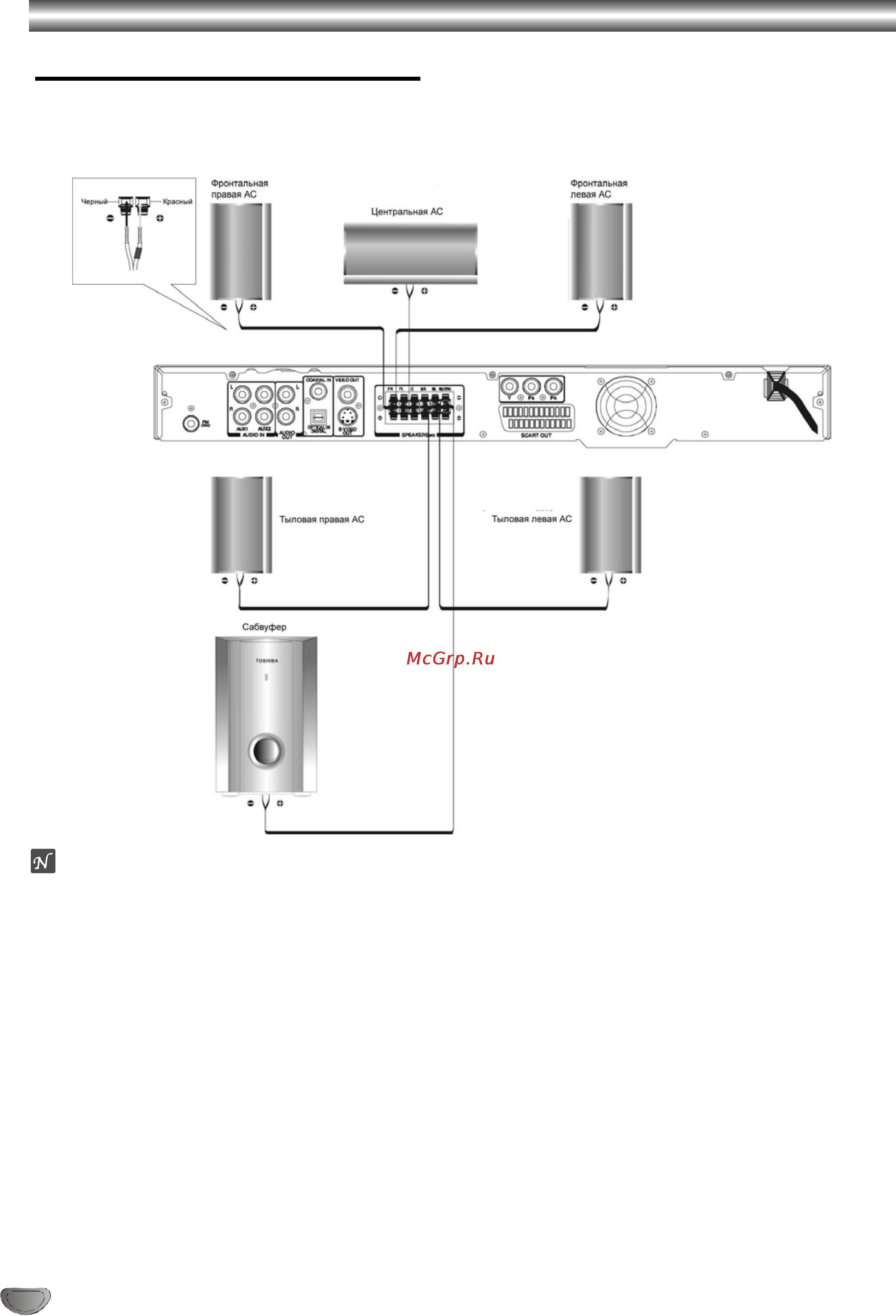 Toshiba SD-47HKSR [12/29] Подключение акустической системы