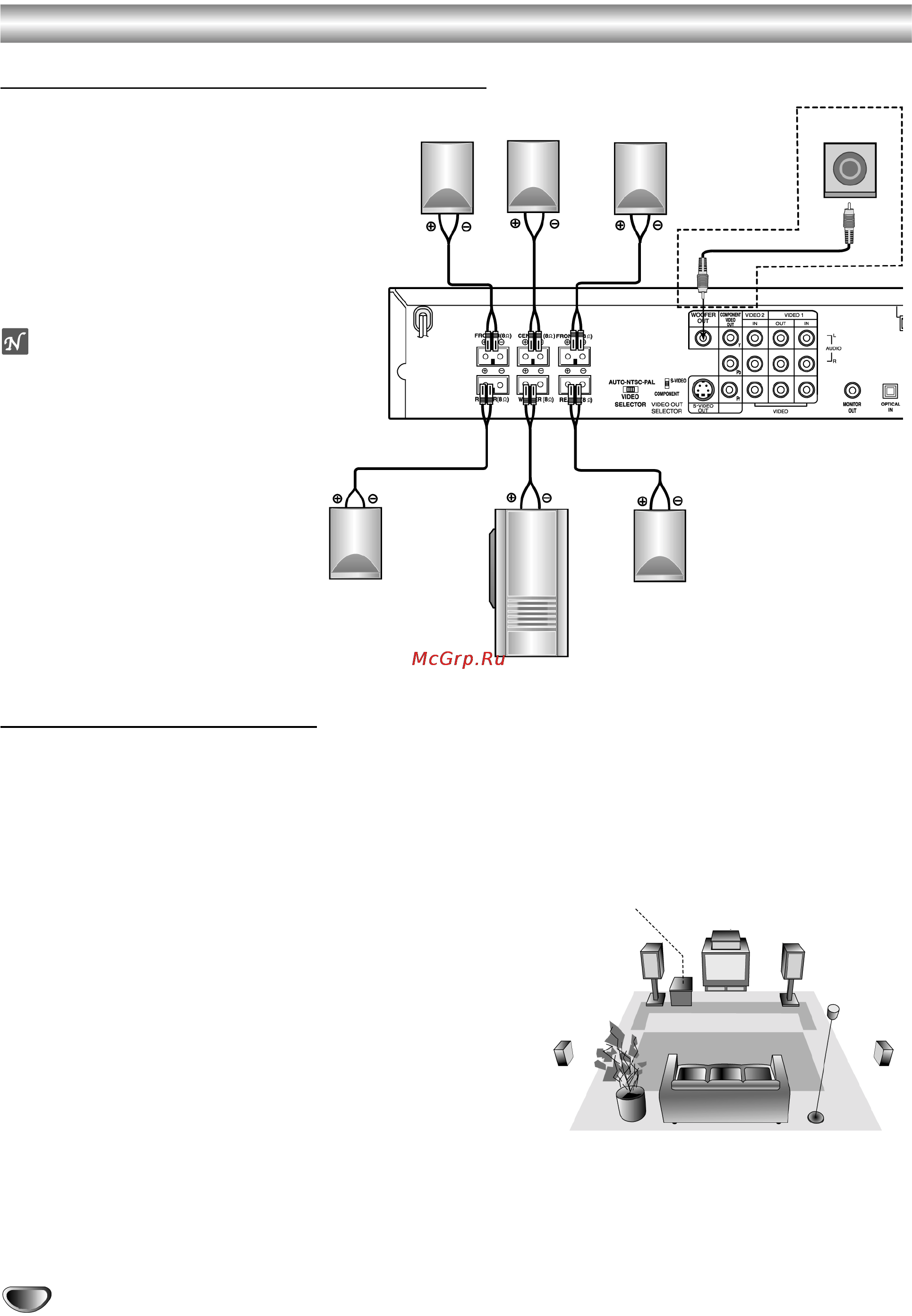 Toshiba SD-42HKSB [12/29] Подключение акустической системы
