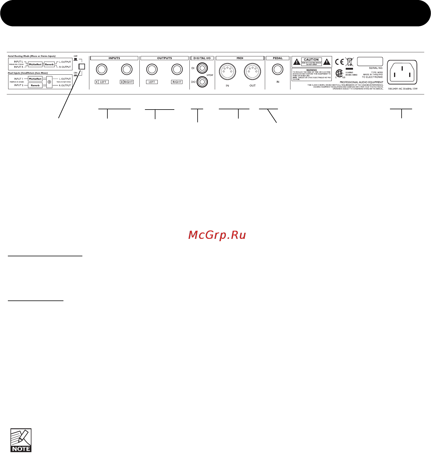 Tc Electronic M350 [10/34] Rear panel