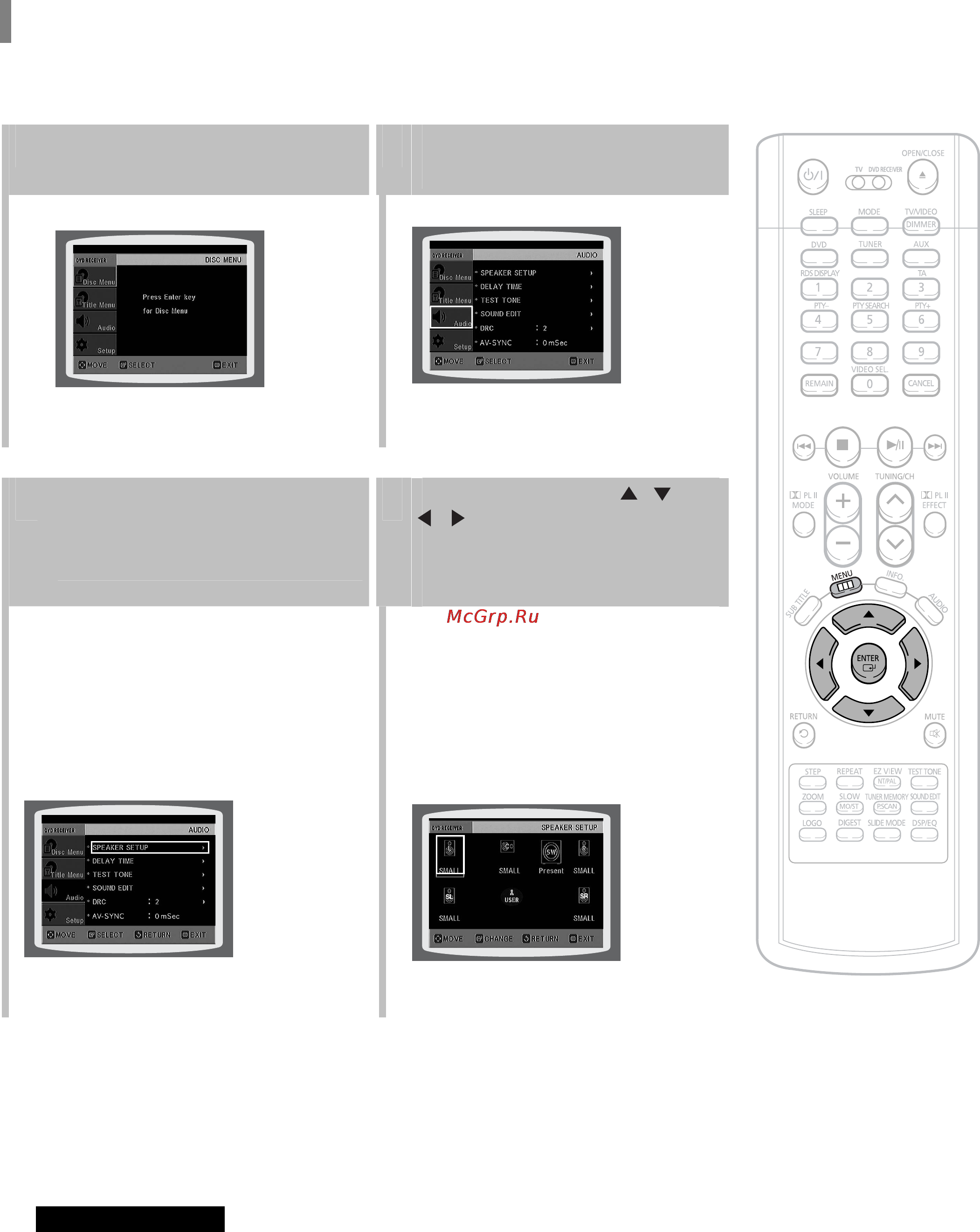 Samsung HT-TP33K [49/78] Настройка громкоговорителей