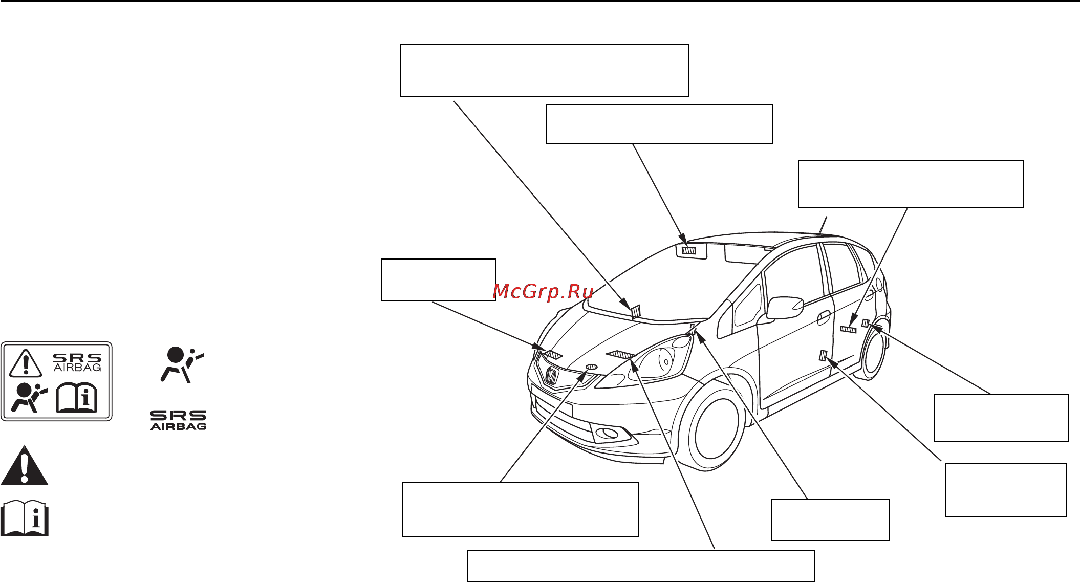Honda Jazz (2009) [77/401] Следующие таблички с предупреждения ми о потенциальной опасности располага ются с внутренней стороны капота