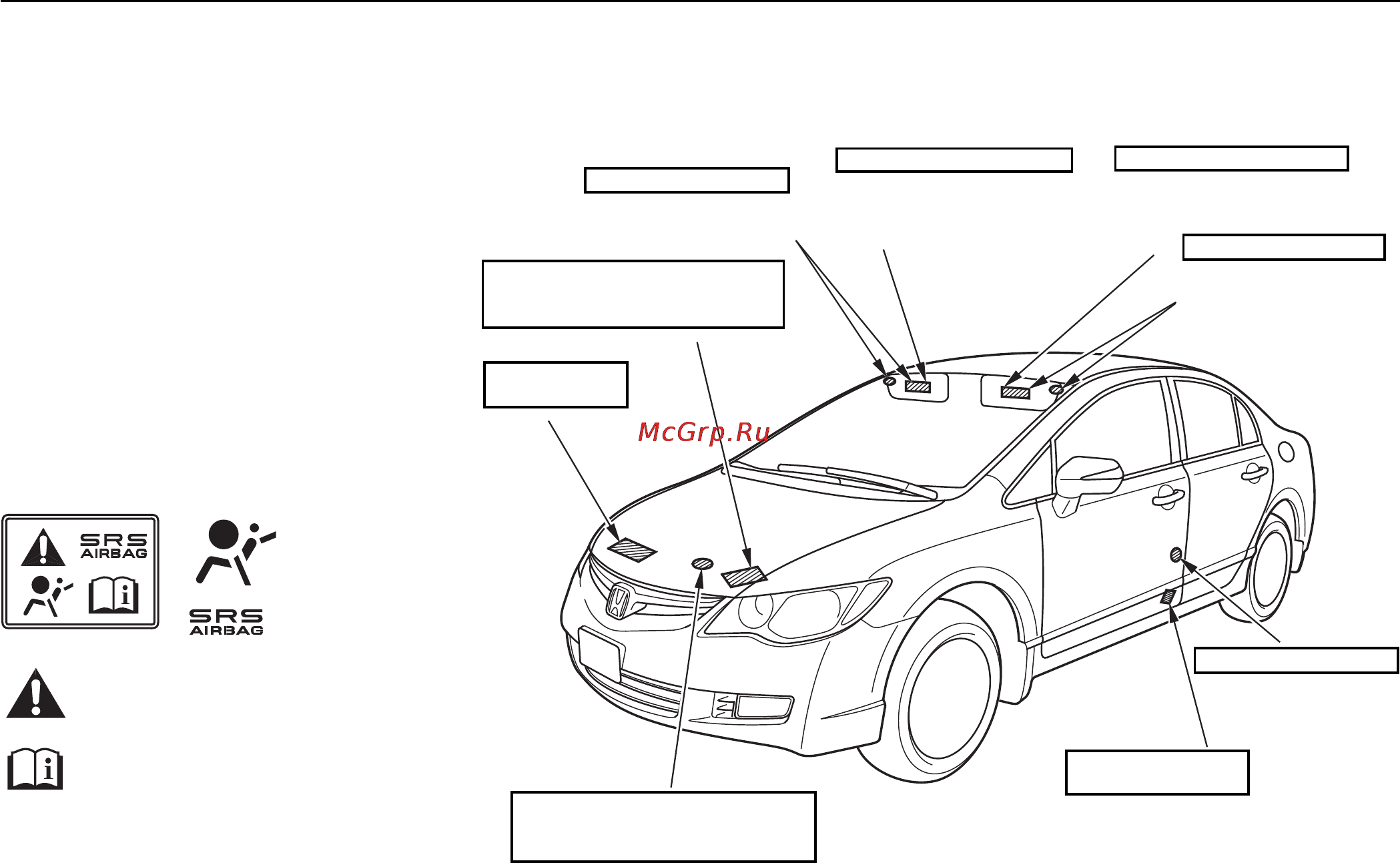 Honda Civic 4D (2009г.) [70/356] Таблички с предупреждениями о потенциальной опасности