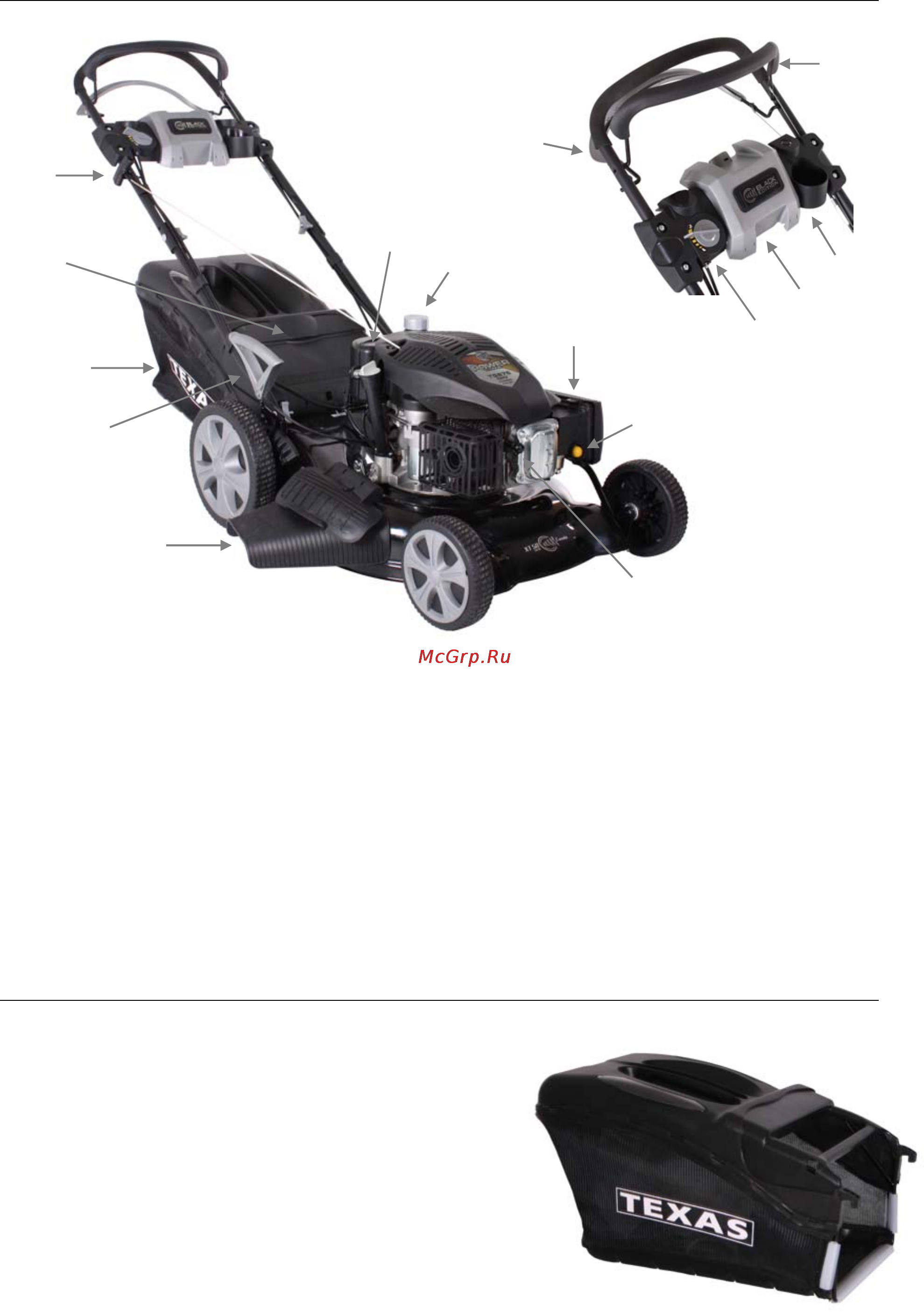 Texas XTB 50TRW [21/67] Grass collector assemble the grass catcher as shown mount the black metal bracket inside the cover attach the black collecting tray to the cover as shown clip the white clip at...