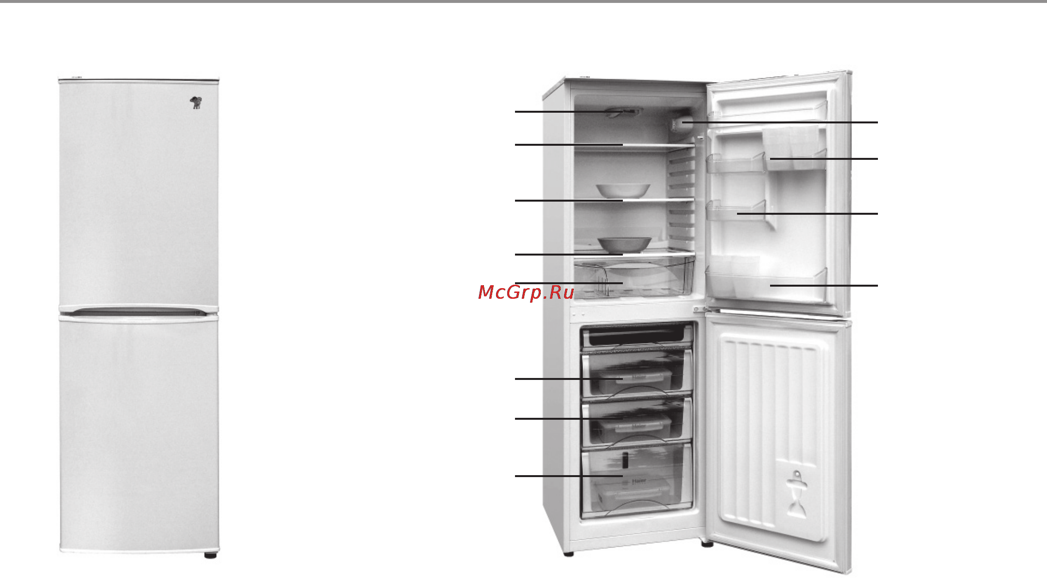 Haier HRF-222 [13/20] Основные части холодильника