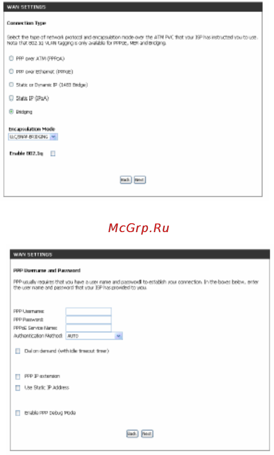 D-Link DSL2760 [21/69] Применение setup wizard для соединений bridge mode