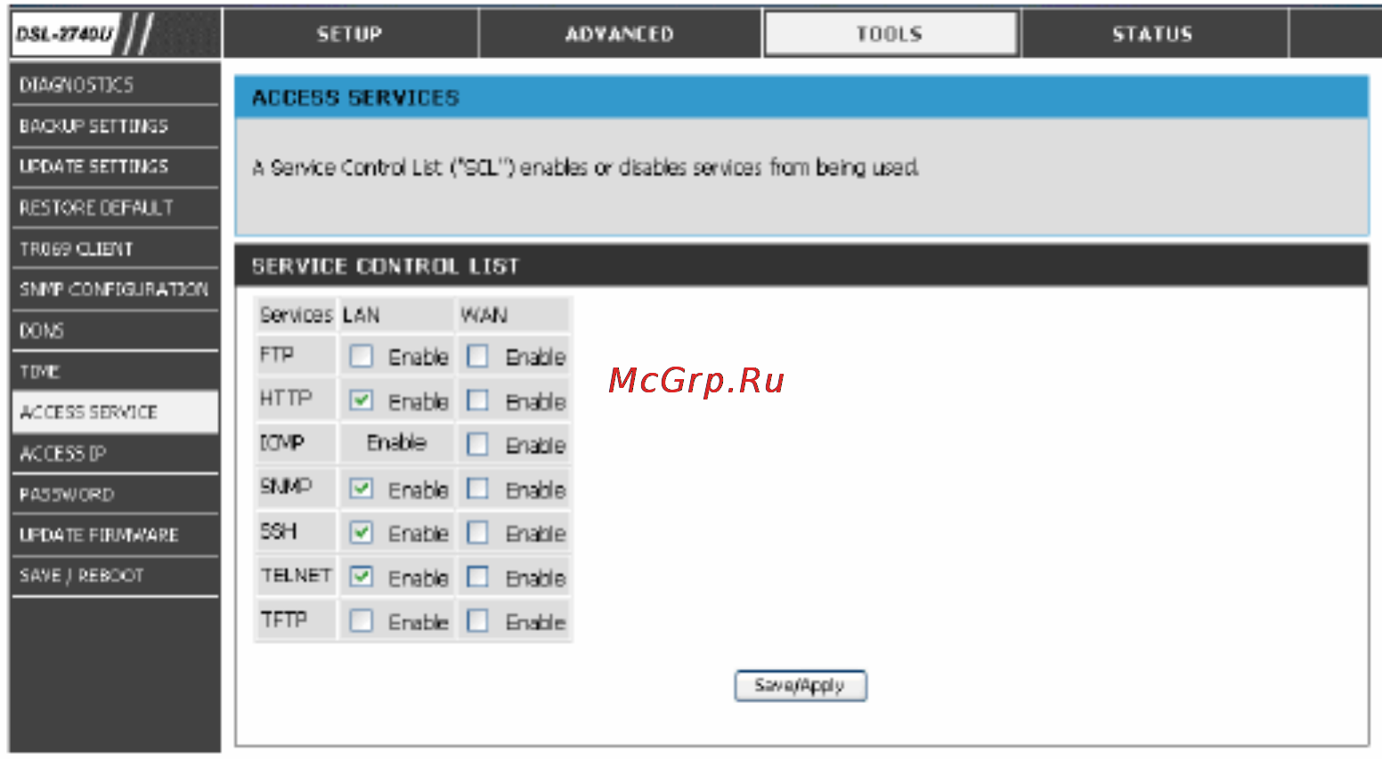 D-Link DSL2760 [57/69] Сервис доступа