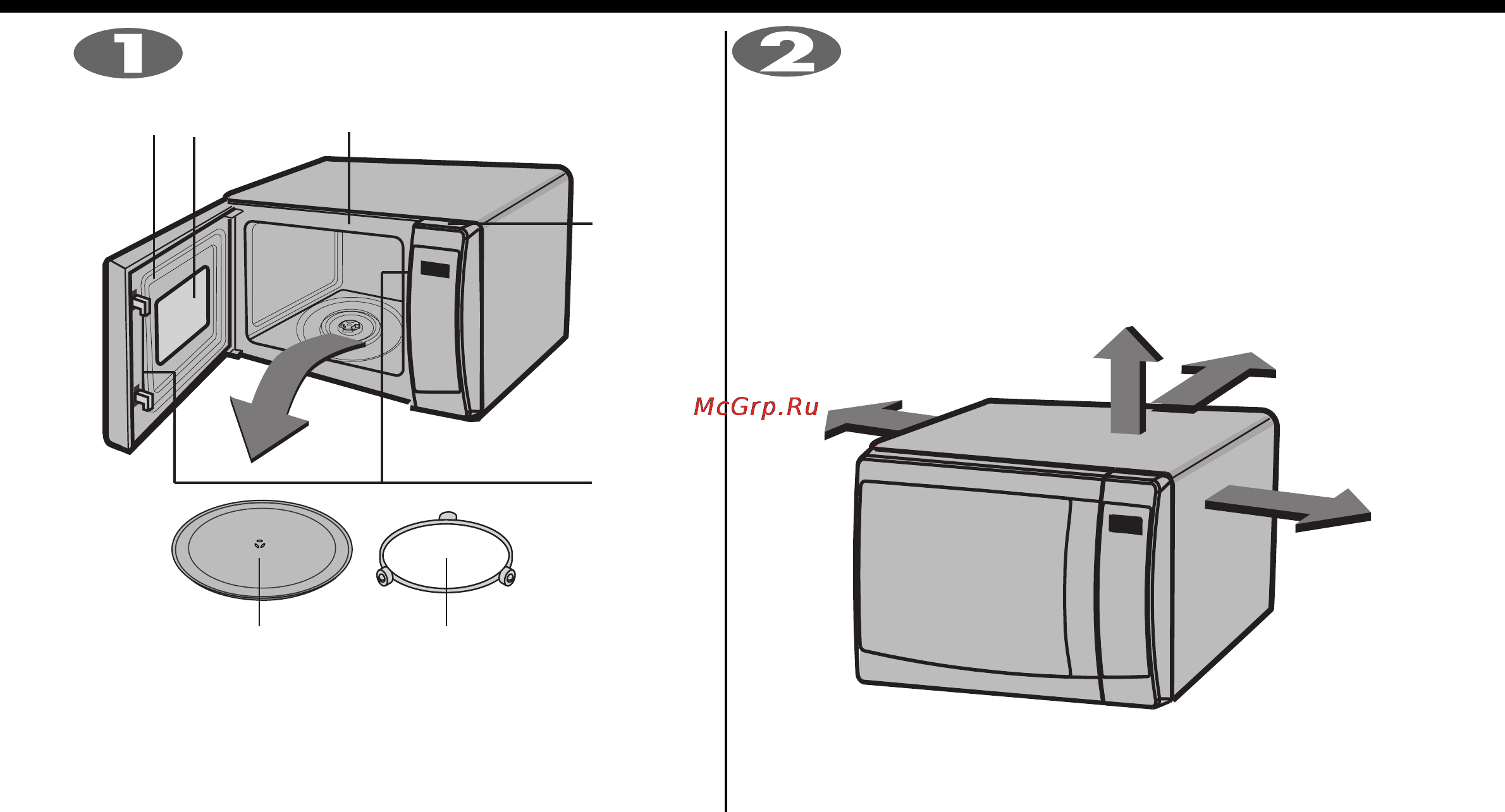 LG MS2040SSB [4/24] Панель управления 6 стеклянный поднос 7 роликовая подставка