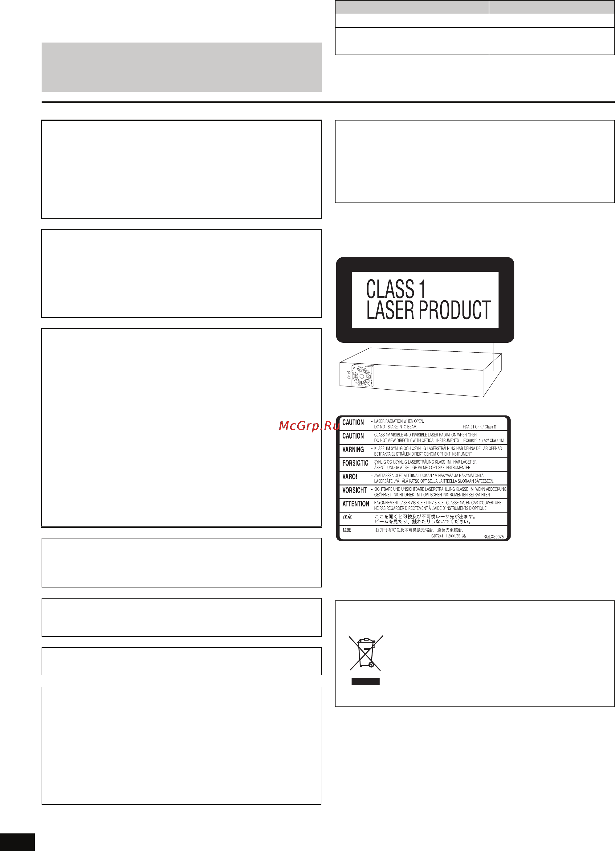 Panasonic SC-HT892 [2/80] Предупреждение