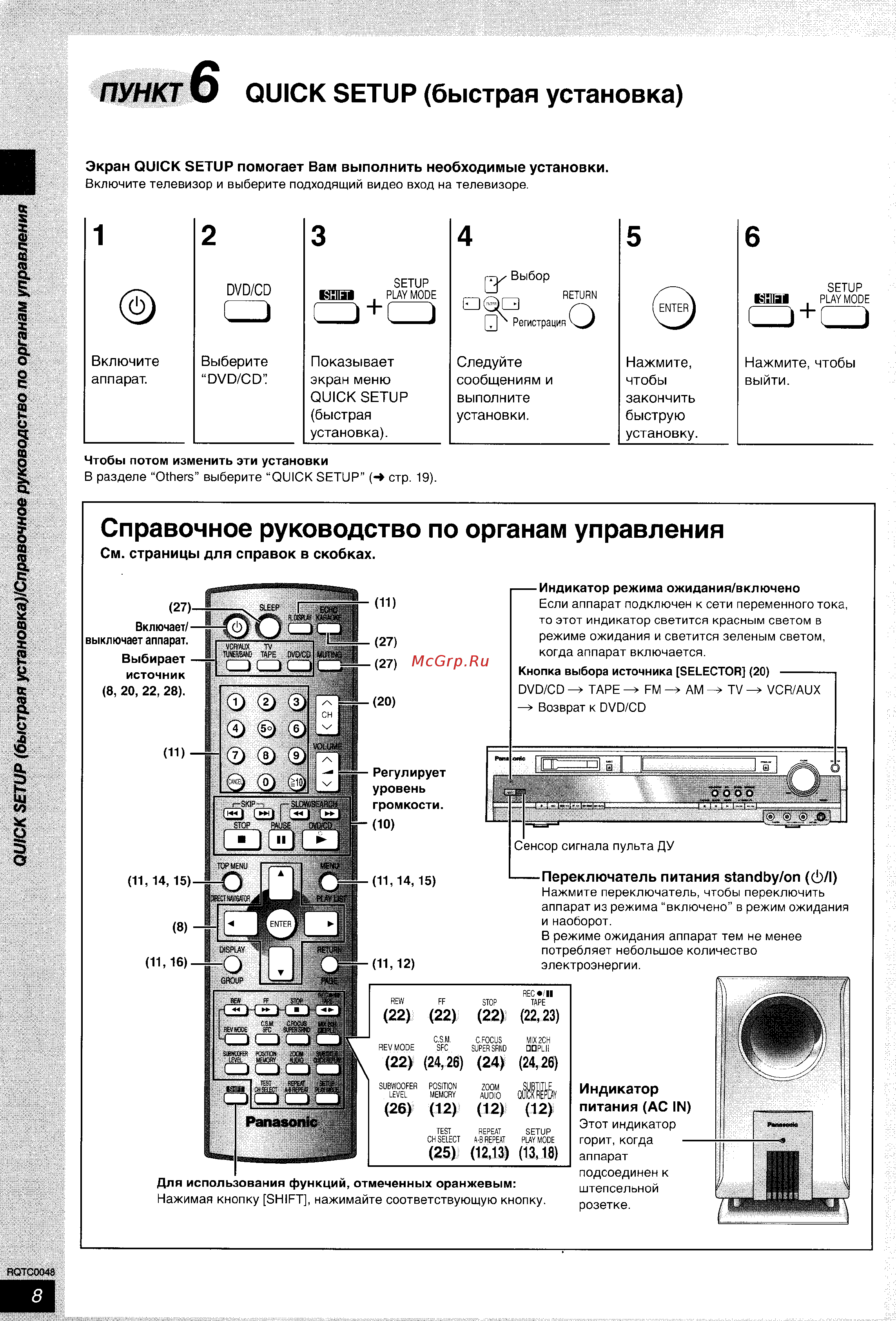 Panasonic SC-HT623 [8/35] Quick setup быстрая установка