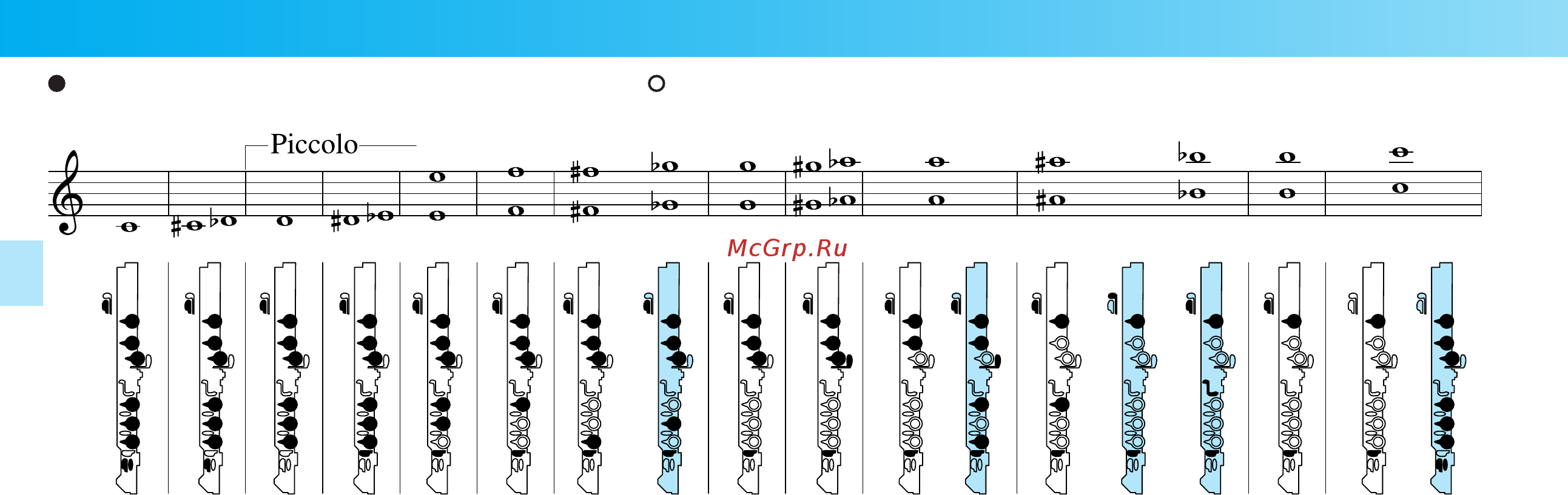 Yamaha YRF-21 [17/20] フィンガリングチャート fingering chart grifftabelle tableau des doigtés gráﬁco de digitado 指法表 аппликатура 운지법