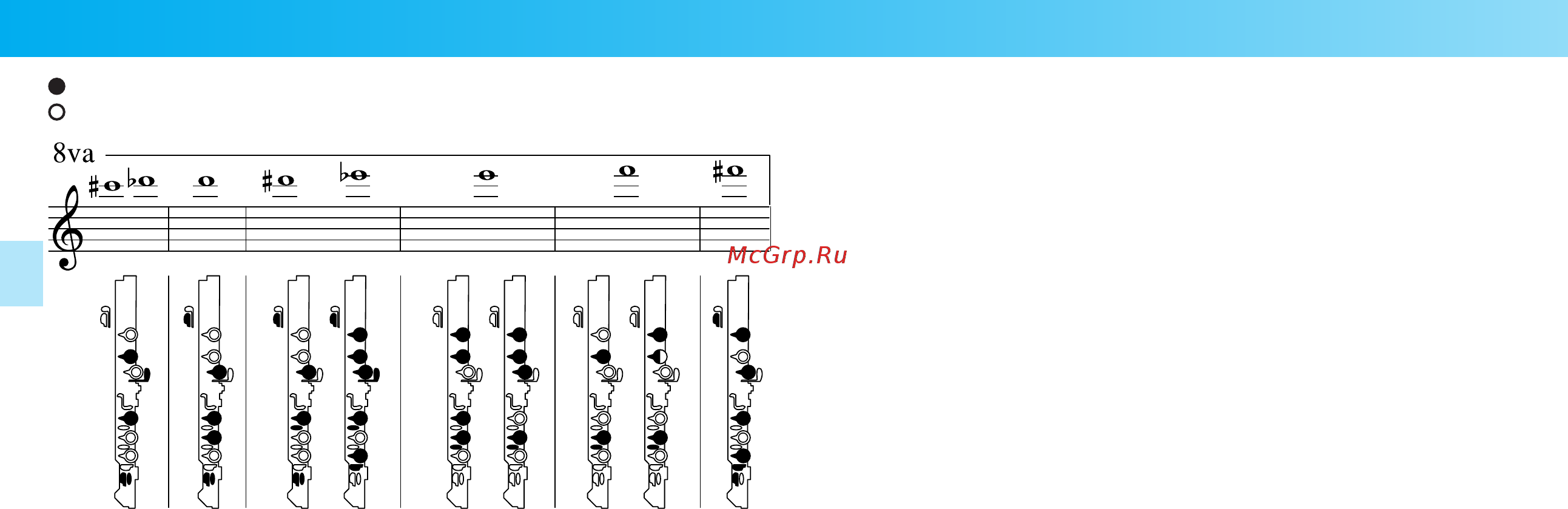 Yamaha YRS-20G(B) [19/20] フィンガリングチャート fingering chart grifftabelle tableau des doigtés gráﬁco de digitado 指法表 аппликатура 운지법