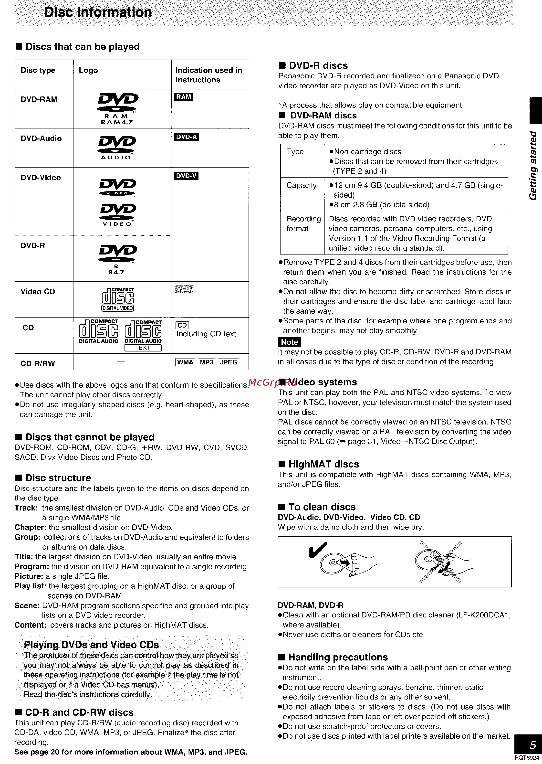 Panasonic SC-DT310 [42/77] Disc information