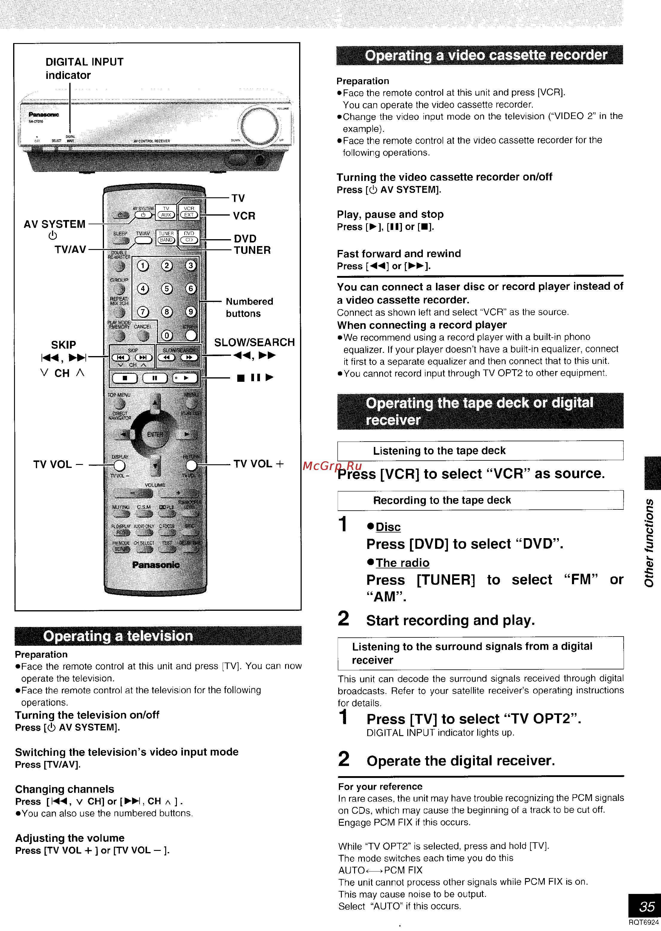 Panasonic SC-DT310 [72/77] Operate the digital receiver