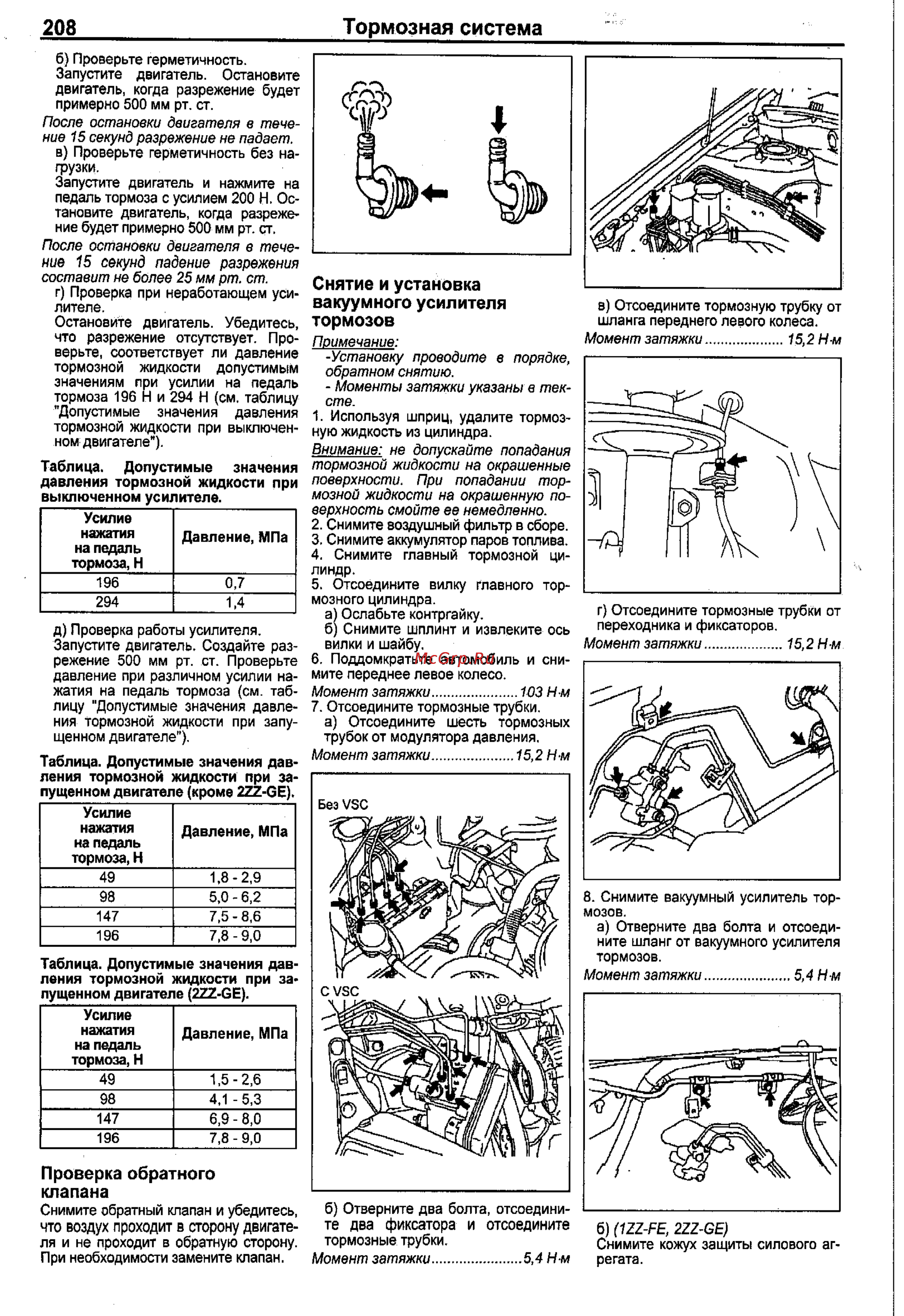 Toyota Corolla 2000-2002 [200/390] Тормозная система