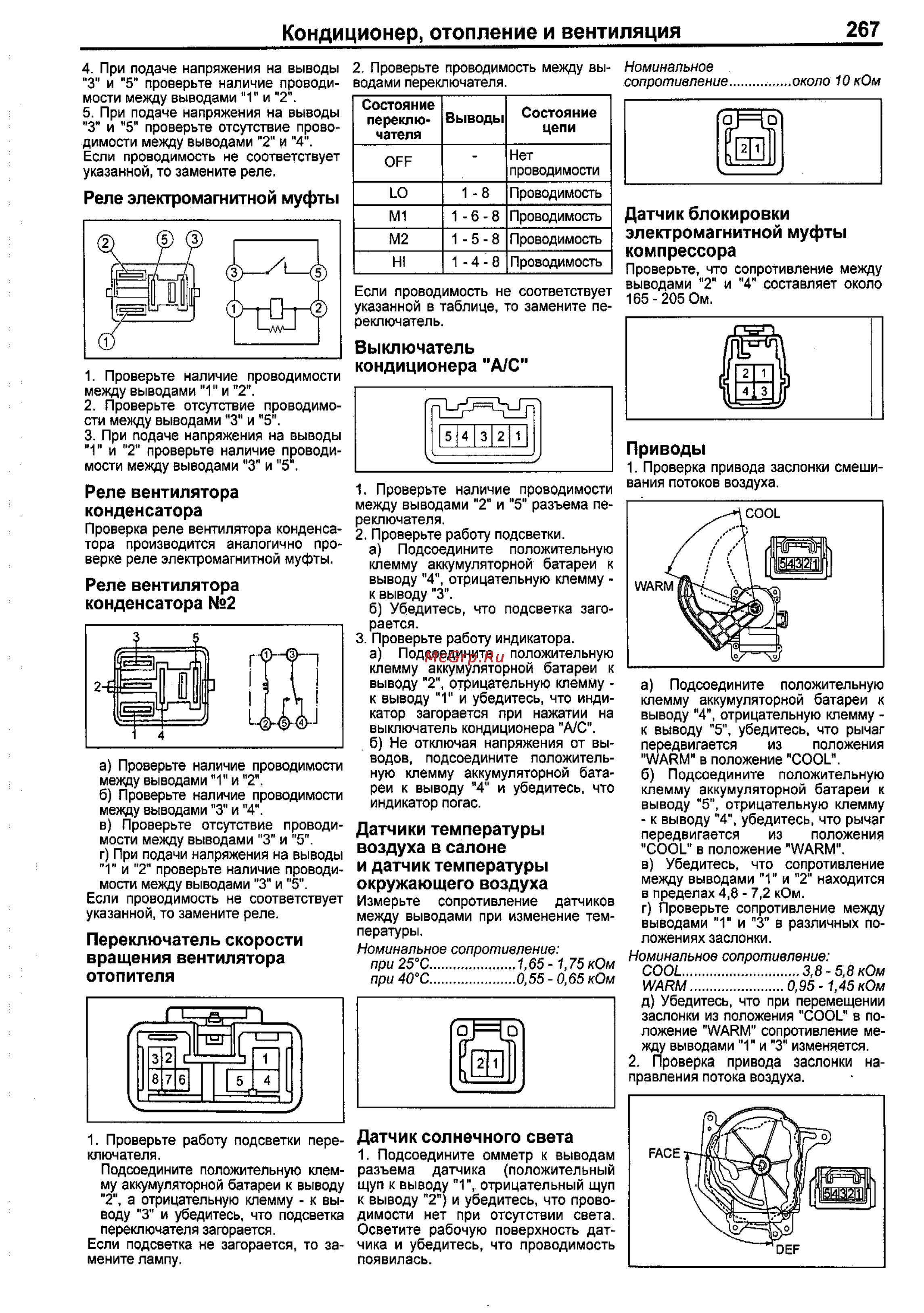 Toyota Corolla 2000-2002 [259/390] Датчики температуры воздуха в салоне и датчик температуры окружающего воздуха