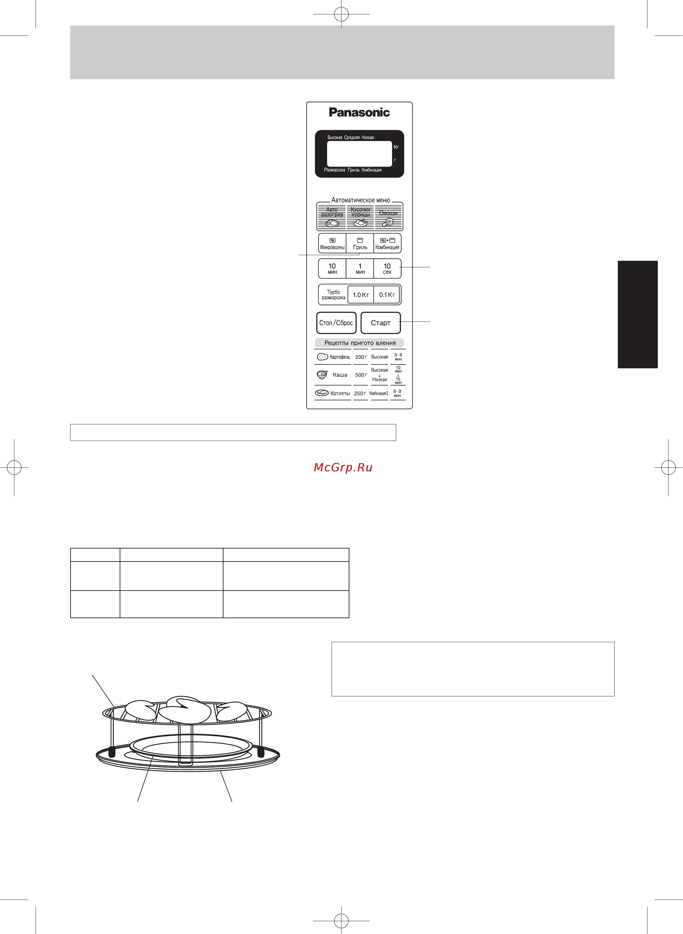 Panasonic NN-GT337 [8/37] Основные операци