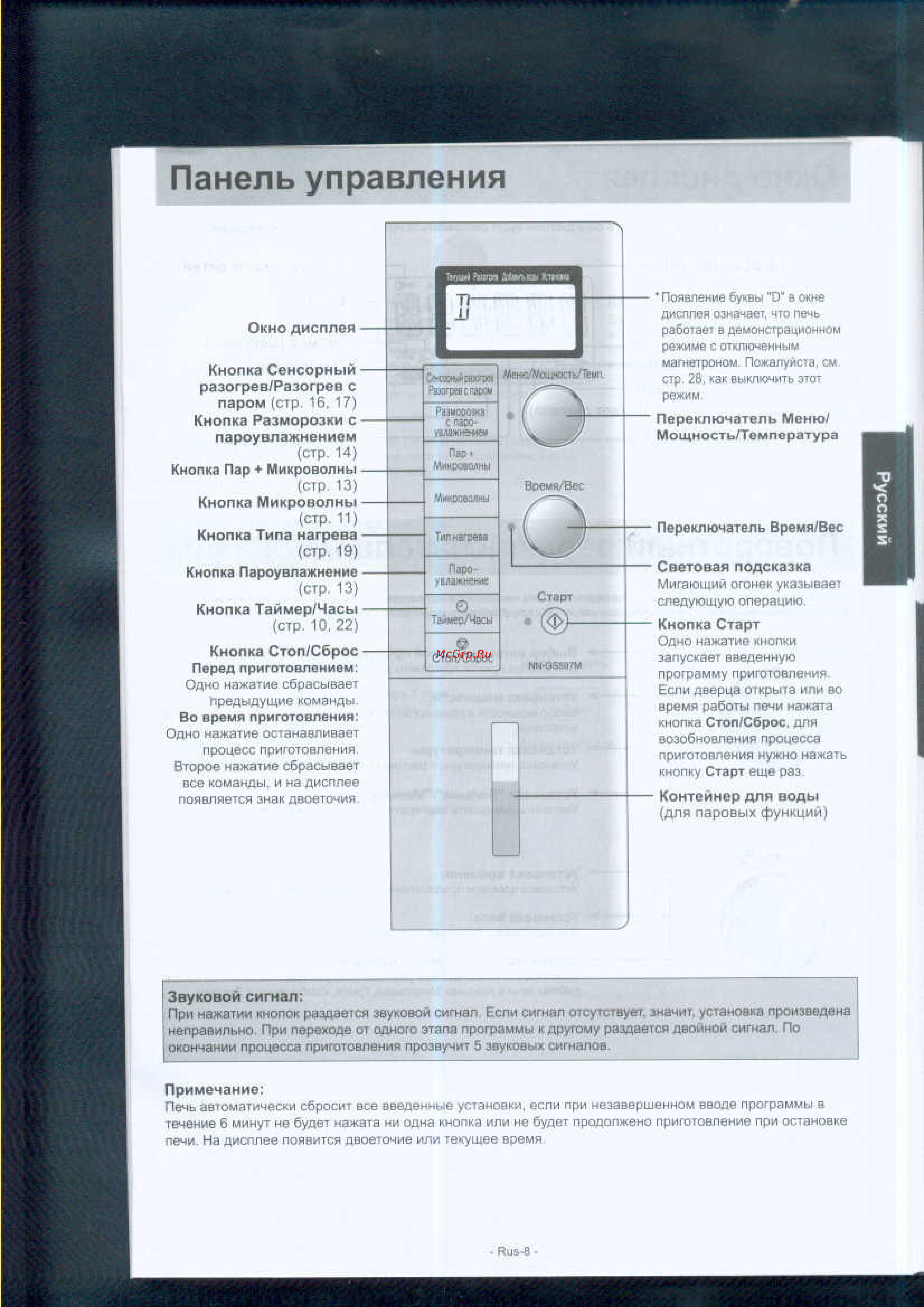 Panasonic NN-GS597MZPE [9/31] Панель управления