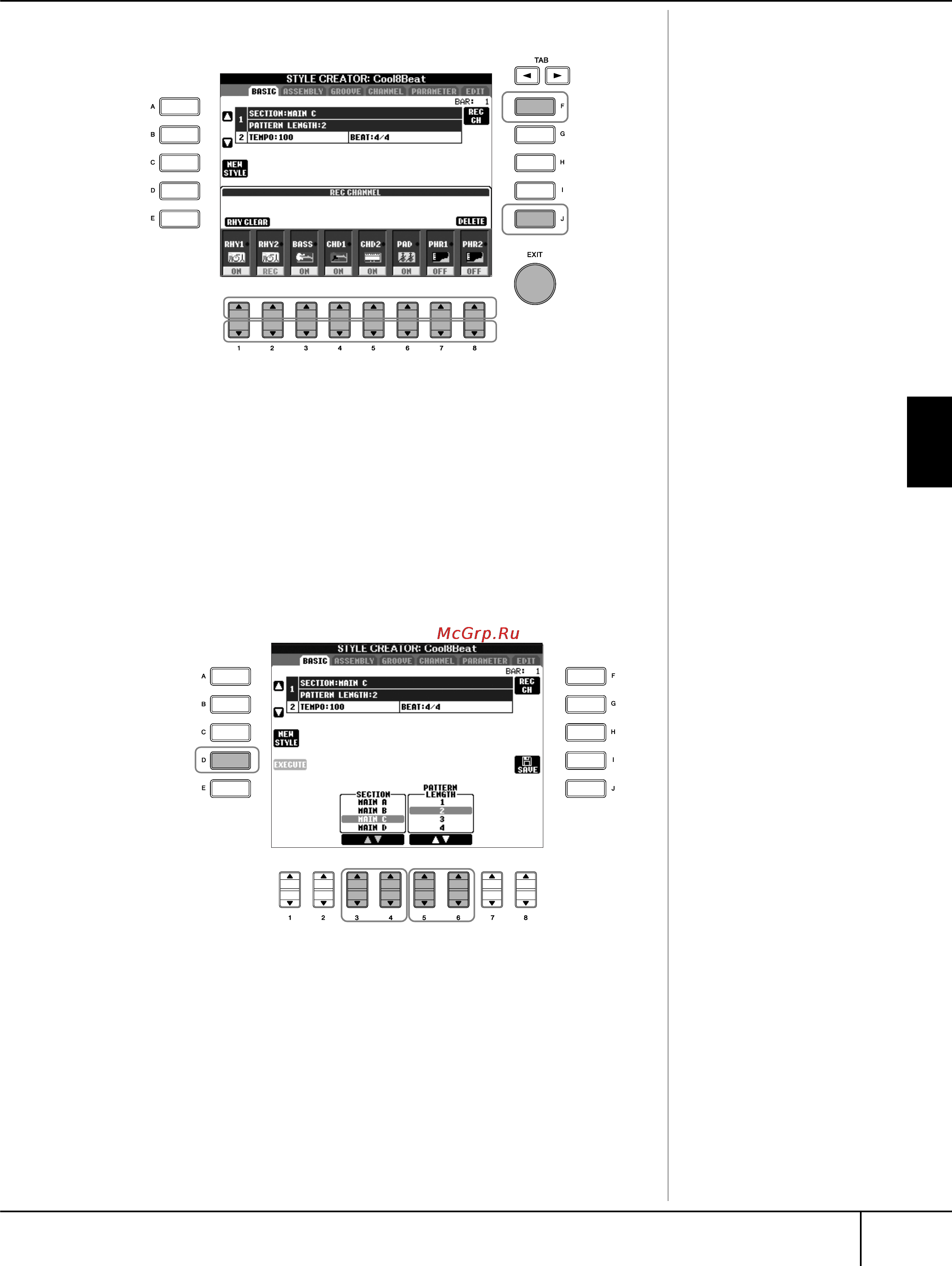 Yamaha CVP-303M [109/220] Вызовите экран выбора тембров с помощью кнопок 1 8 и выберите нужный тембр для соответствующих каналов записи