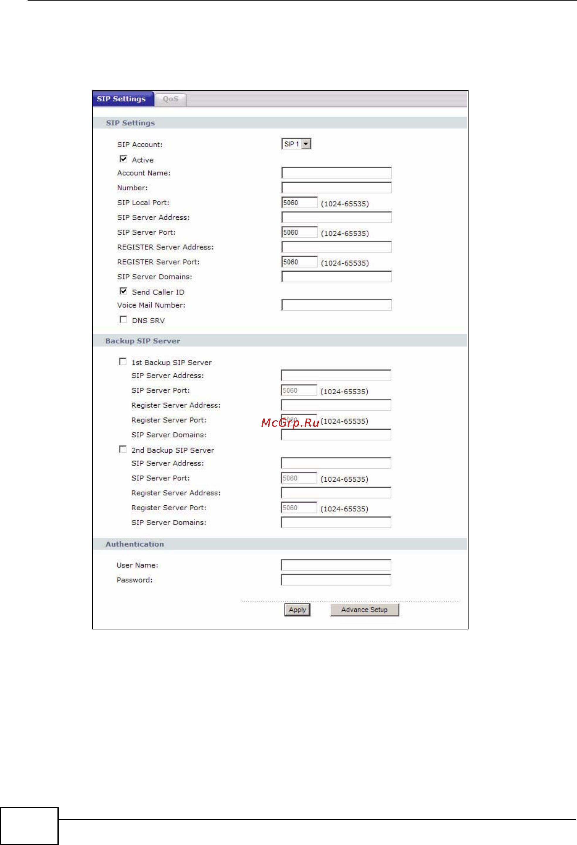 Zyxel V301-T1 [110/240] Sip settings