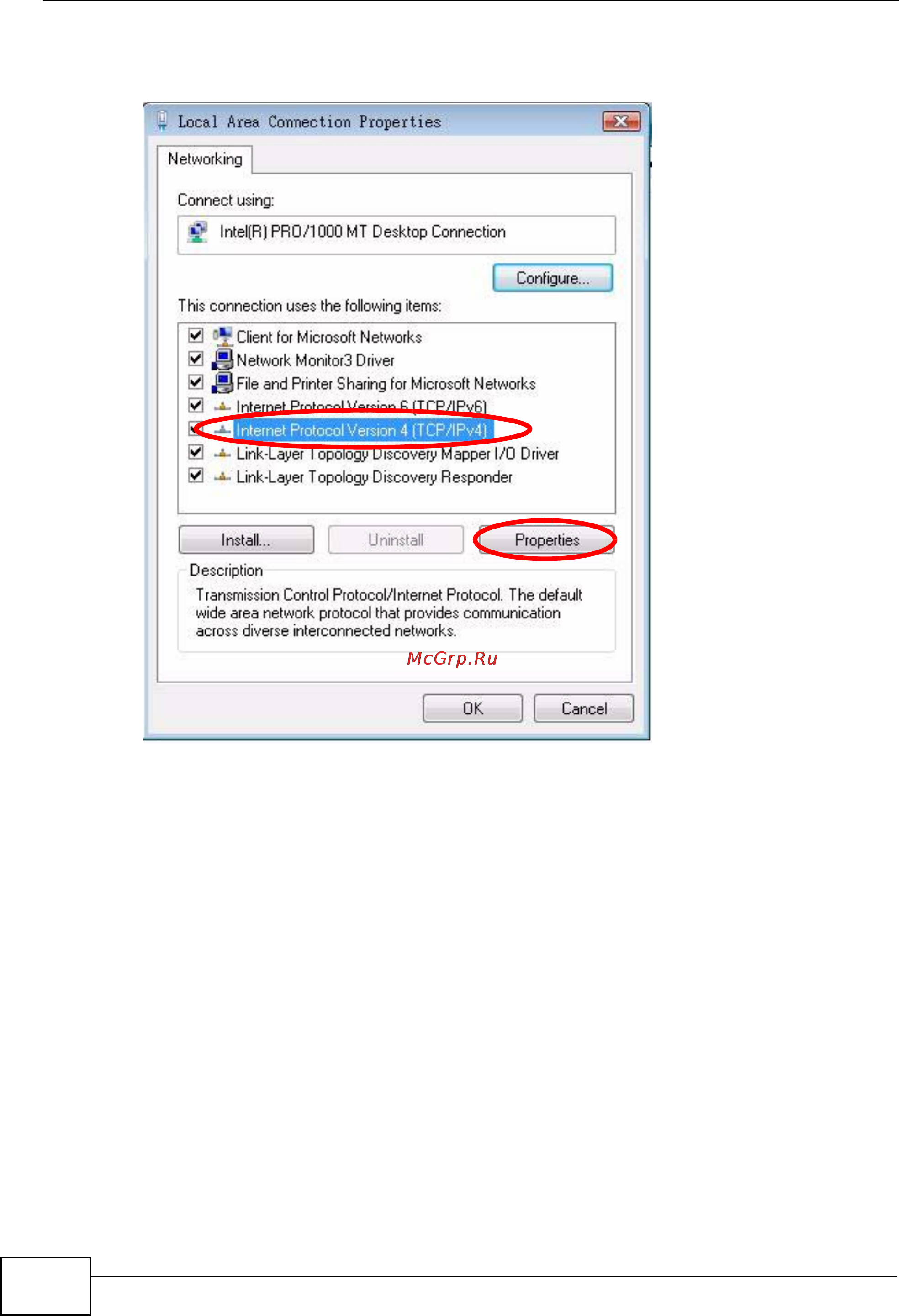 Zyxel V301-T1 [178/240] Figure 131 windows vista local area connection properties