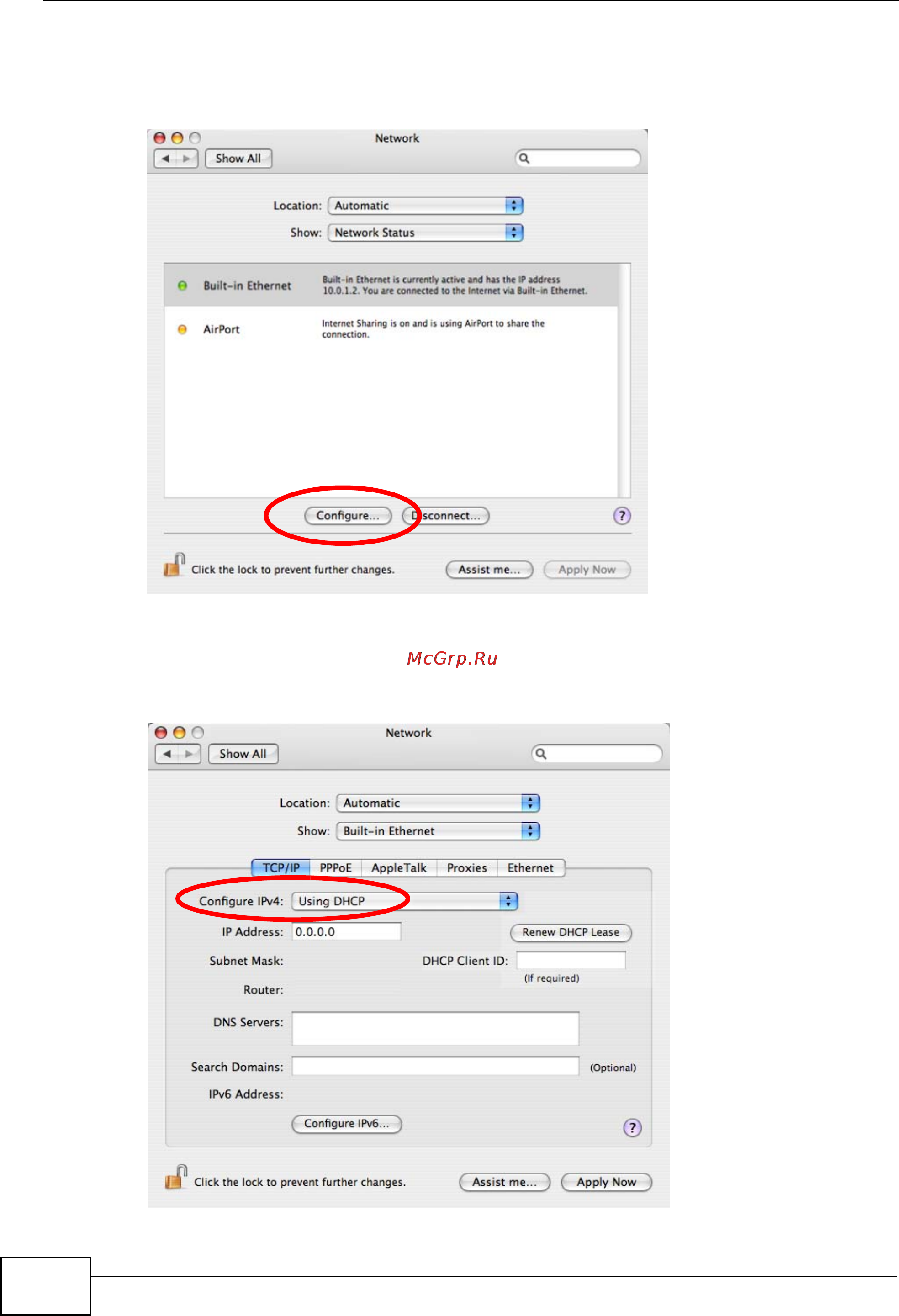 Zyxel V301-T1 [182/240] Figure 135 mac os x 10 network preferences