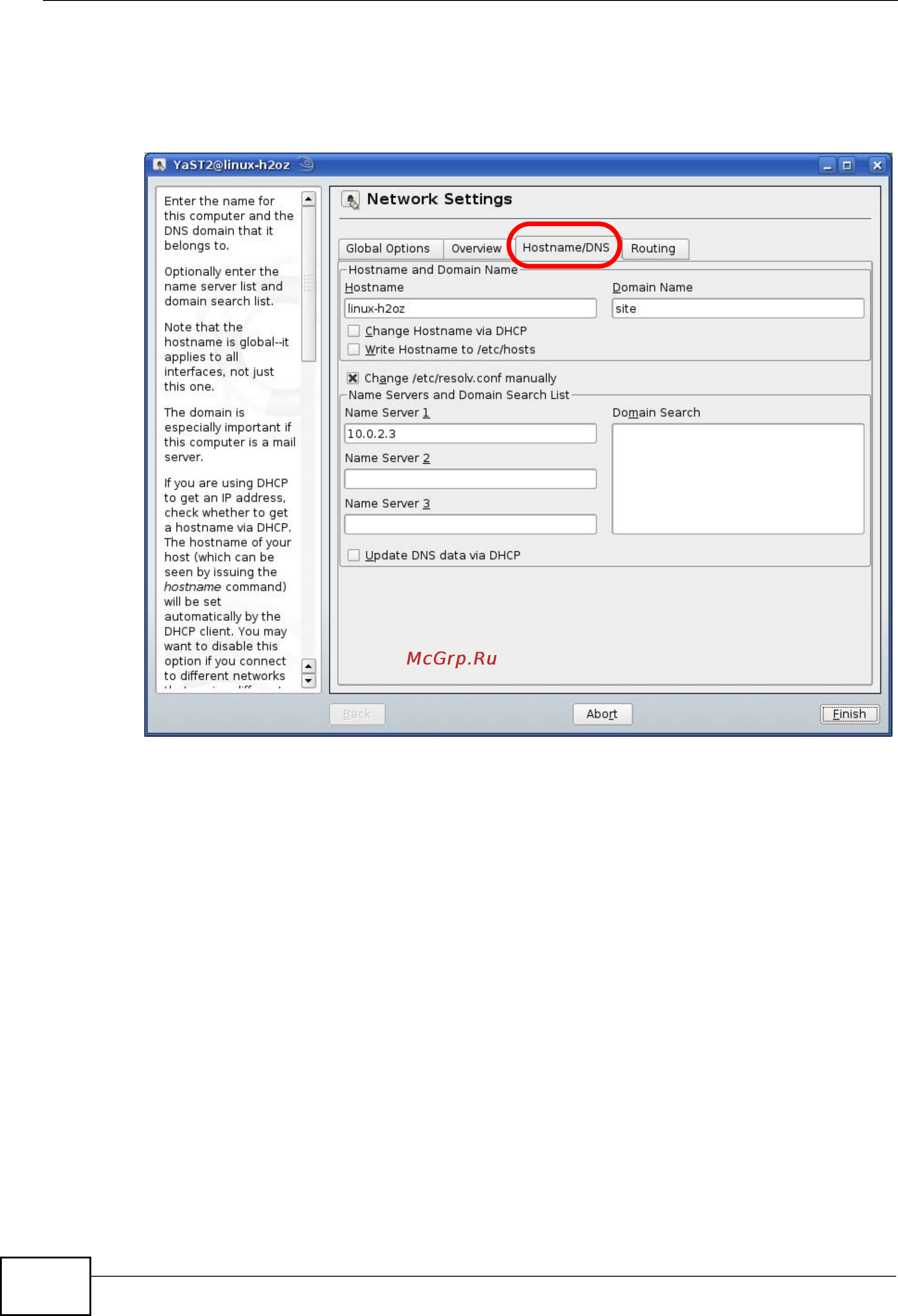 Zyxel V301-T1 [198/240] Figure 156 opensuse 10 network settings