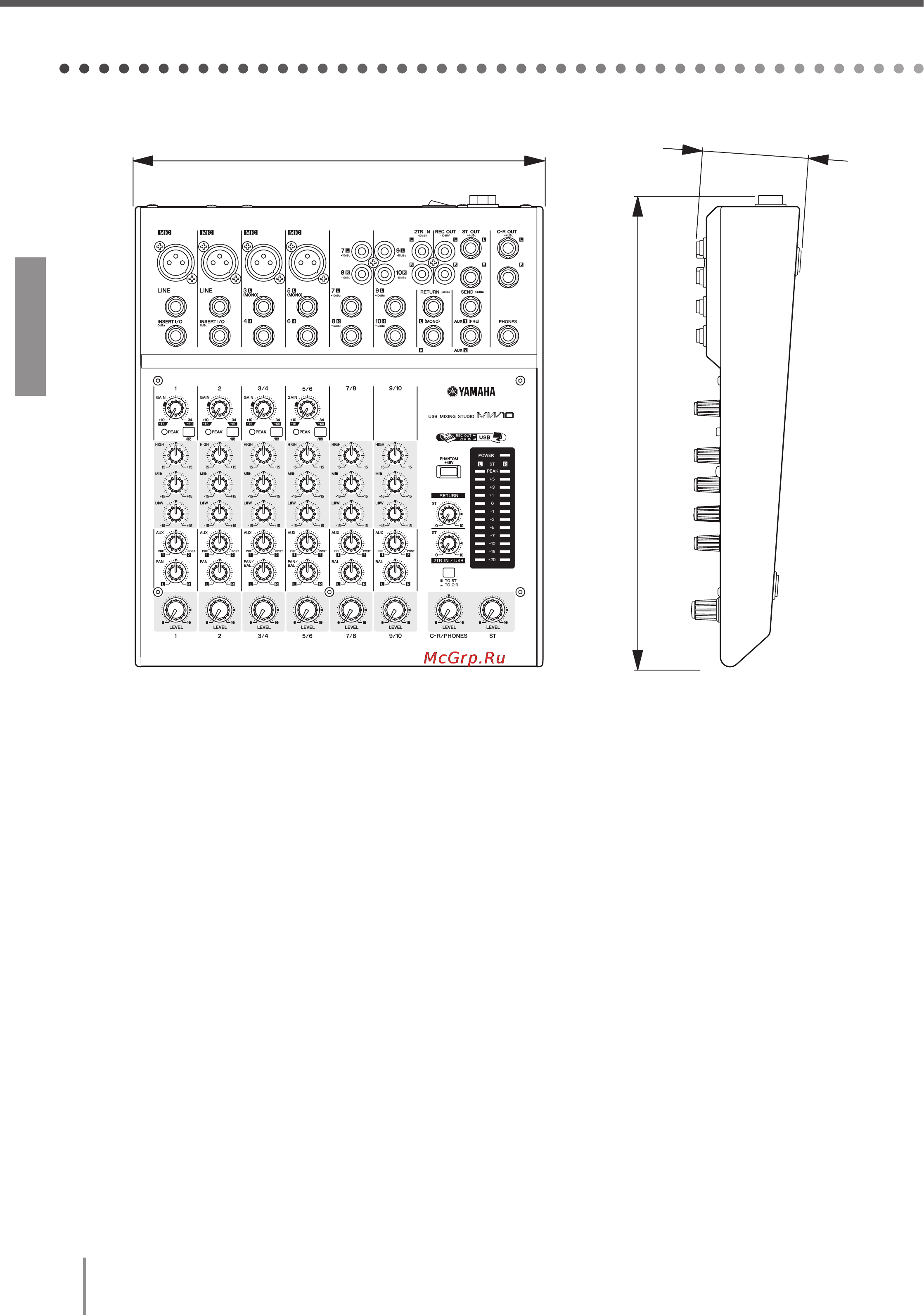 Yamaha MW10 [24/28] Габариты