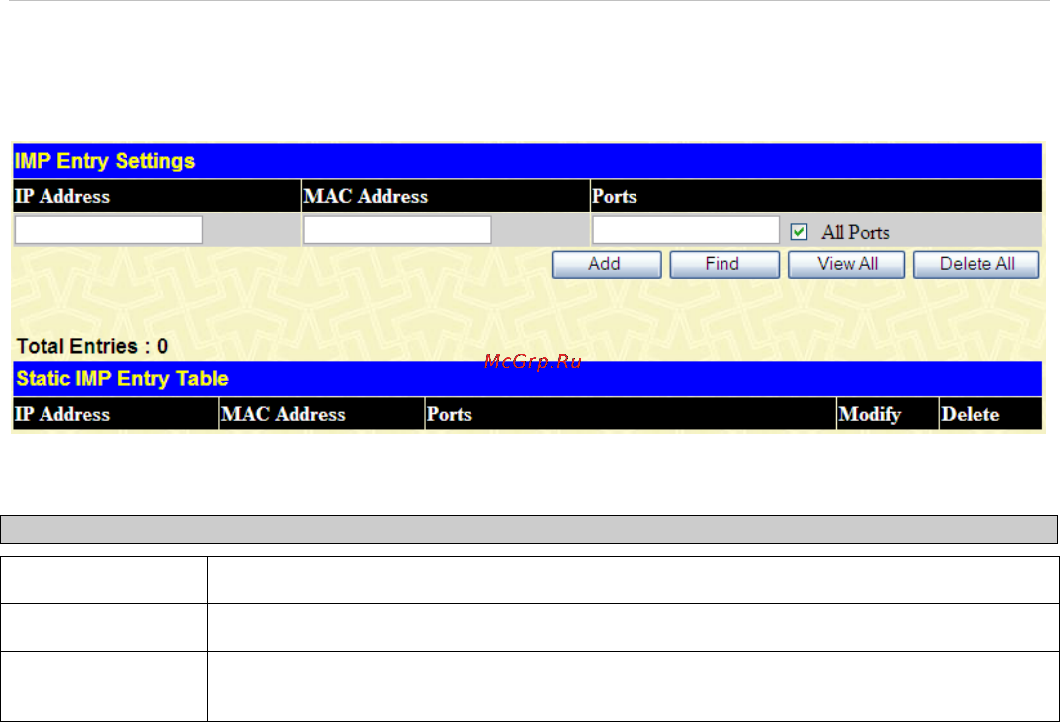 D-Link DES-1228/ME [164/267] Imp entry settings
