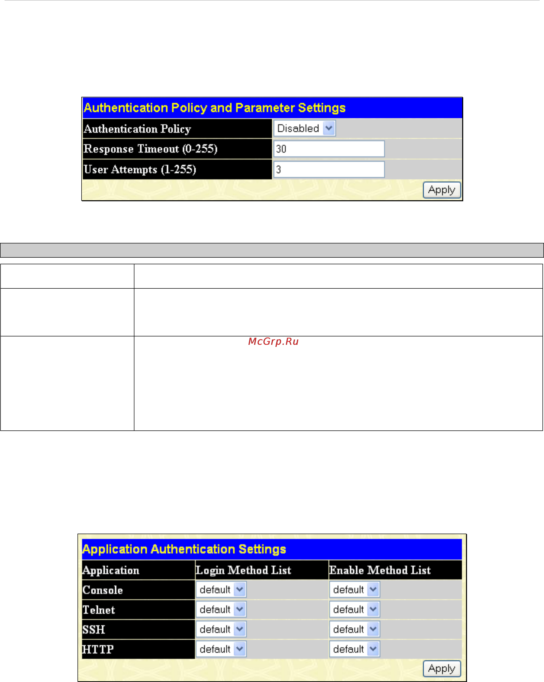 D-Link DES-1228/ME [186/267] Authentication policy and parameter settings