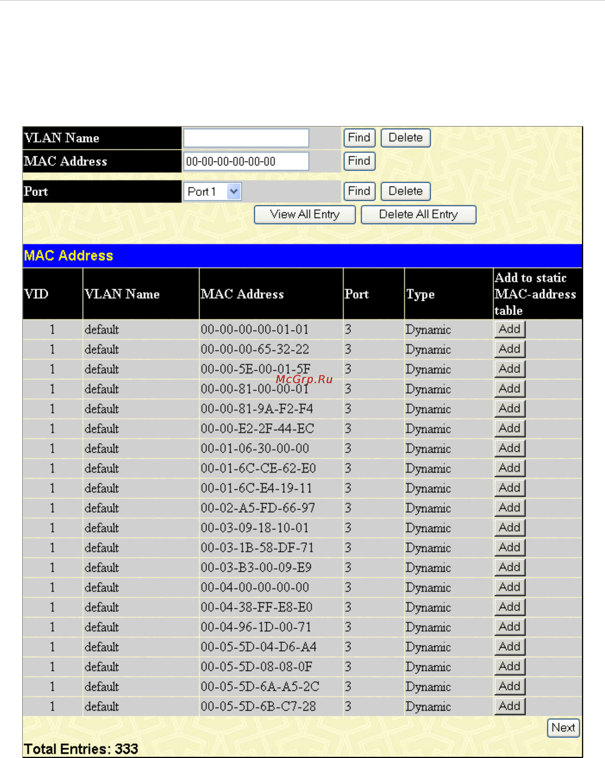 D-Link DES-1228/ME [213/267] Mac address