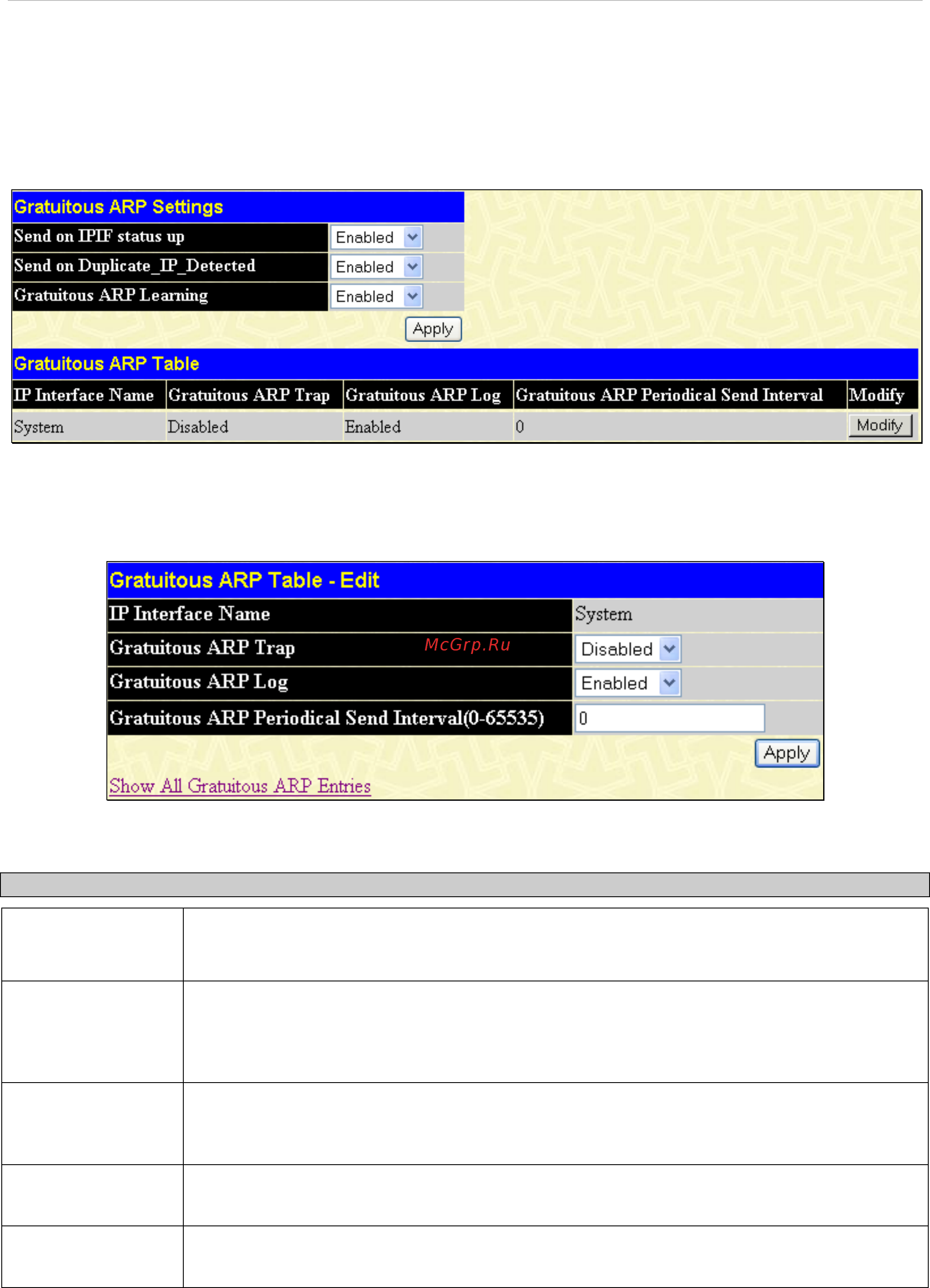 D-Link DES-1228/ME [220/267] Gratuitous arp settings