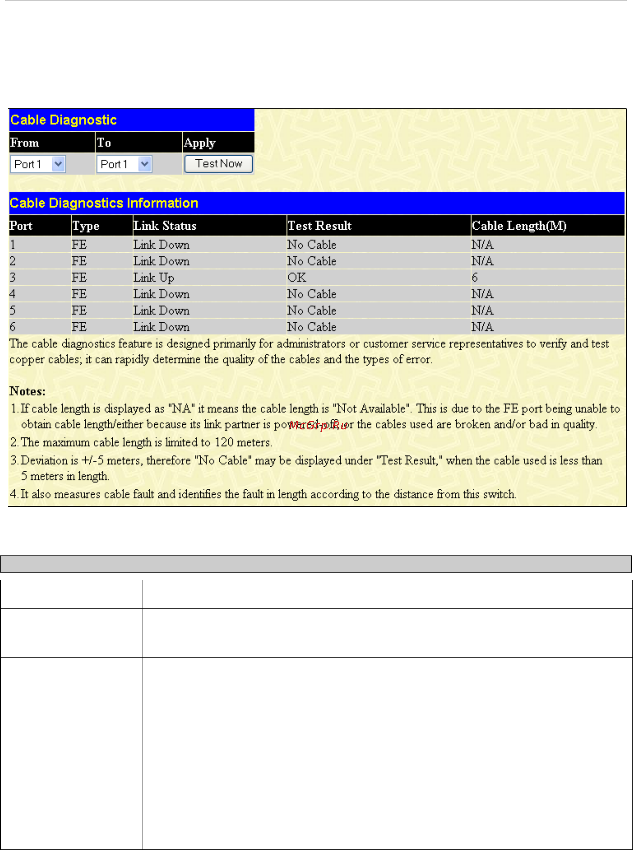 D-Link DES-1228/ME [52/267] Cable diagnostics