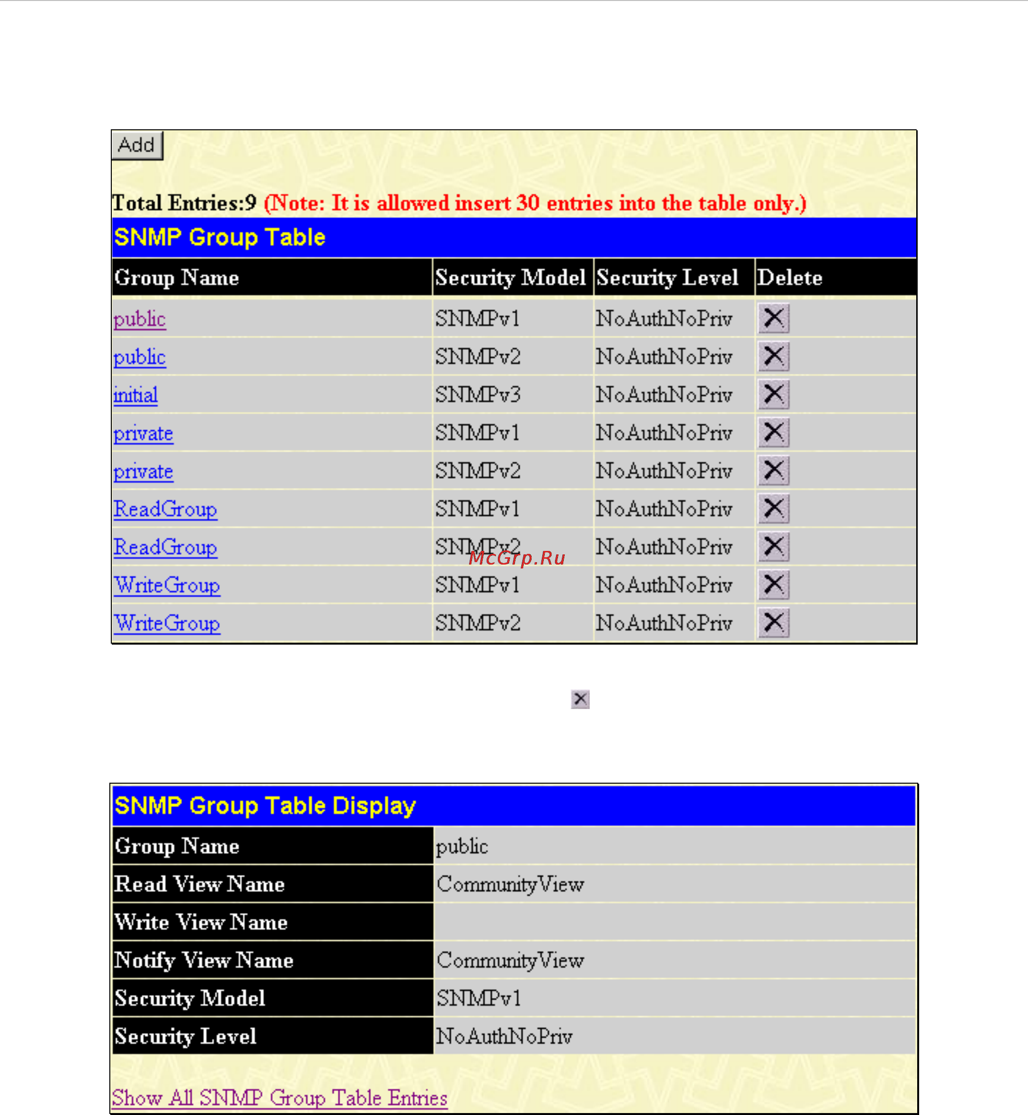 D-Link DES-1228/ME [71/267] Snmp group table