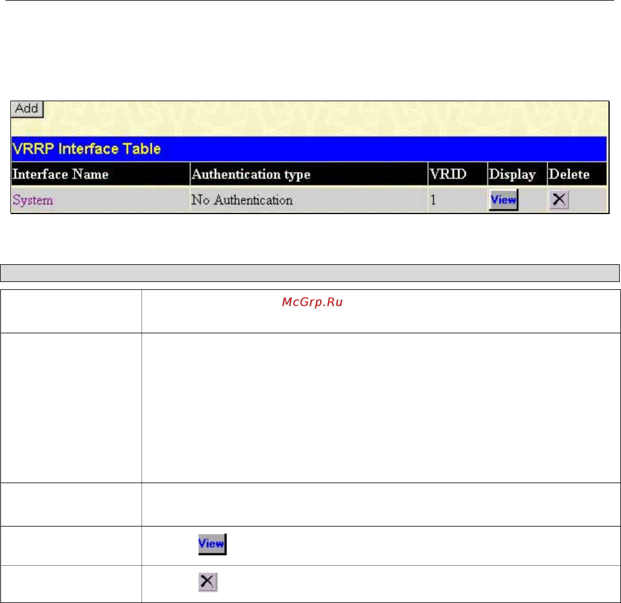 D-Link DGS-3312SR [175/290] Vrrp interface settings
