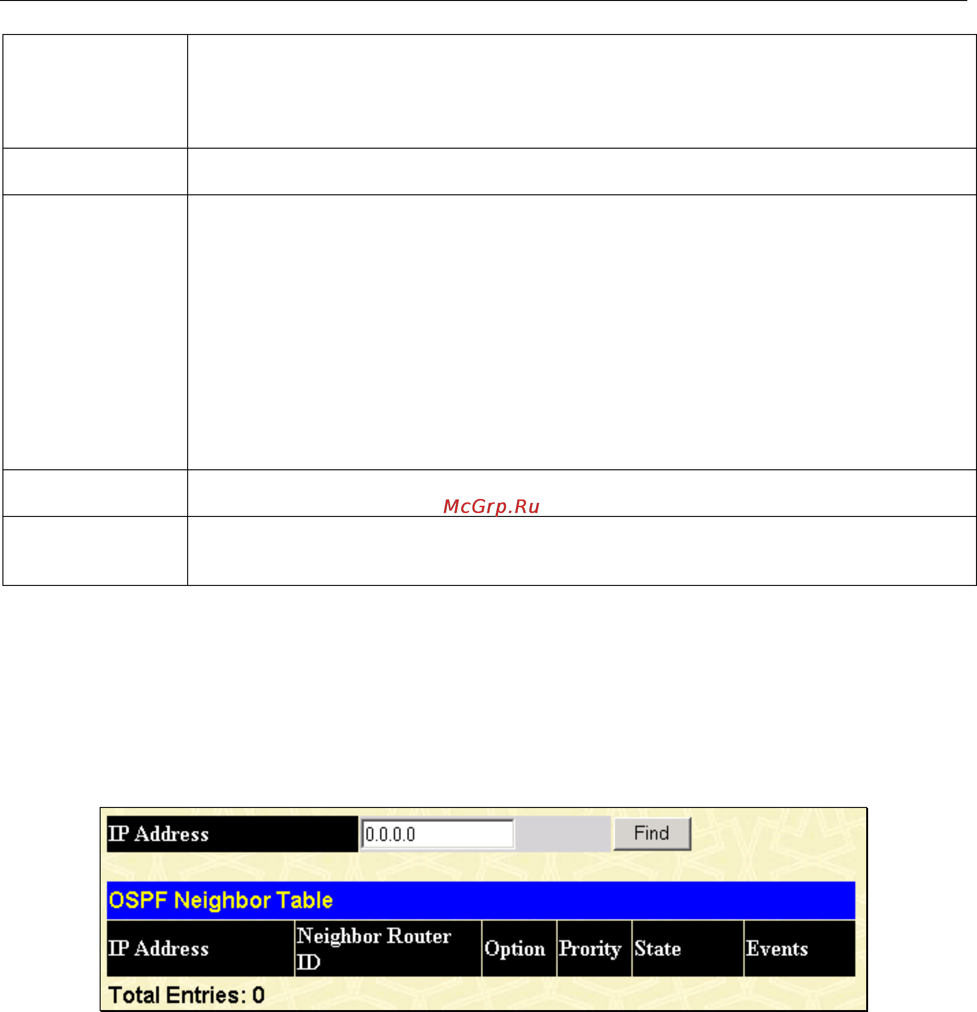 D-Link DGS-3312SR [253/290] Browse ospf neighbor table
