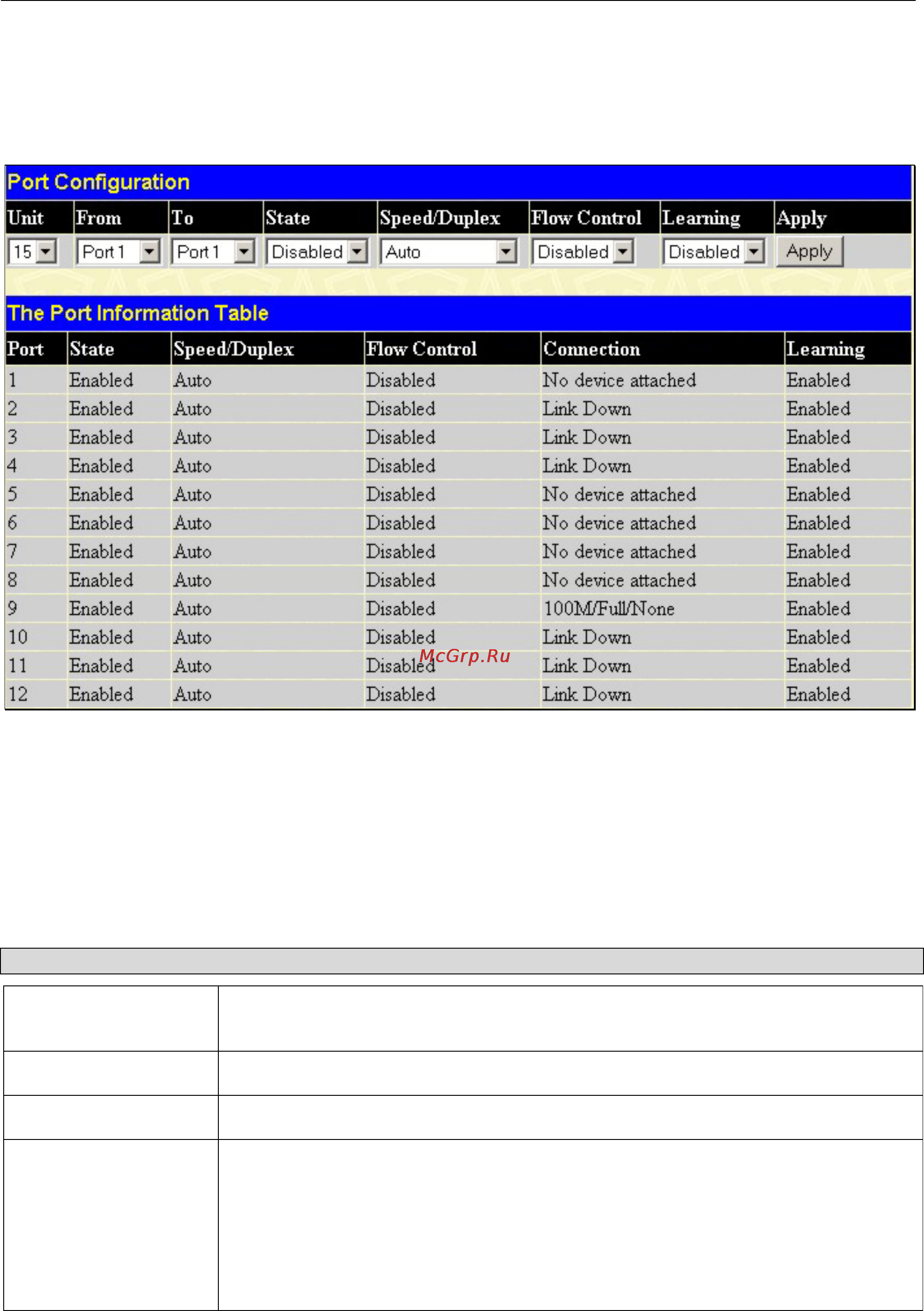 D-Link DGS-3312SR [57/290] Port configuration