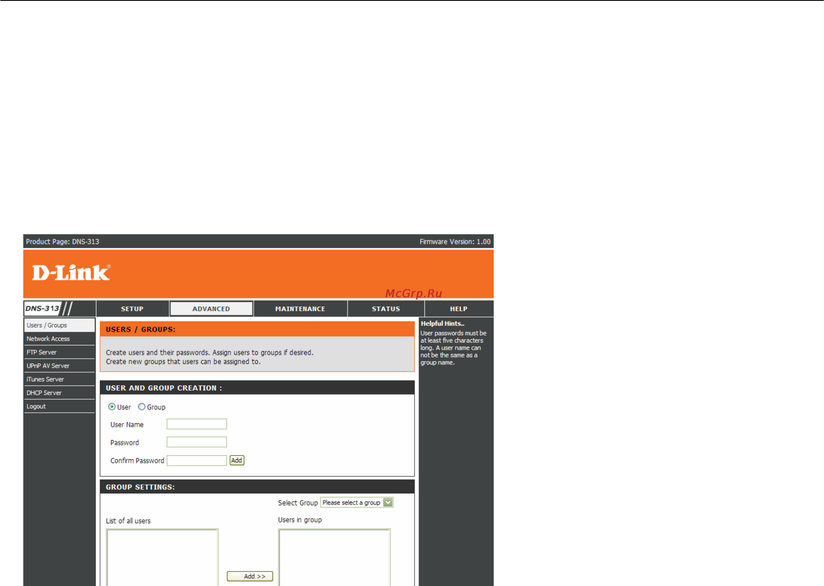 D-Link DNS-313 [23/67] Advanced