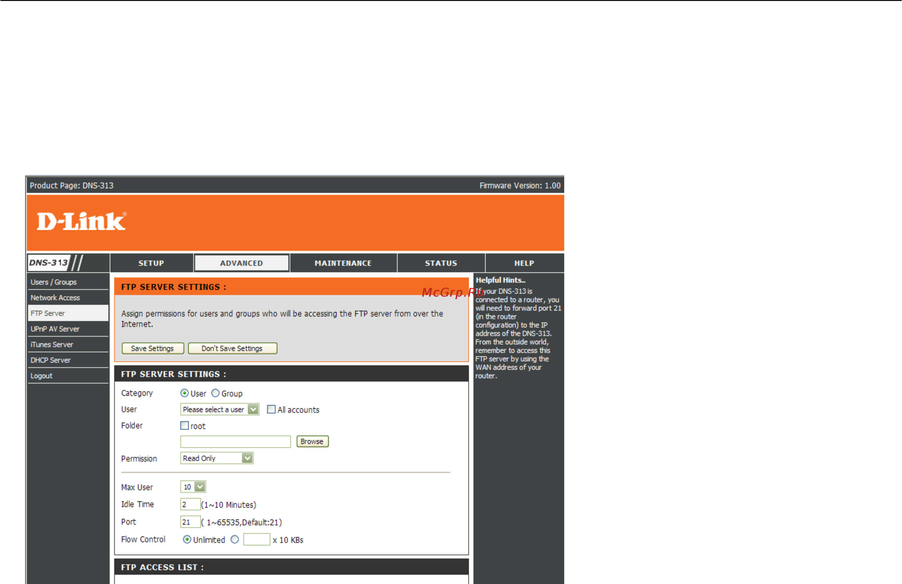 D-Link DNS-313 [27/67] Ftp server