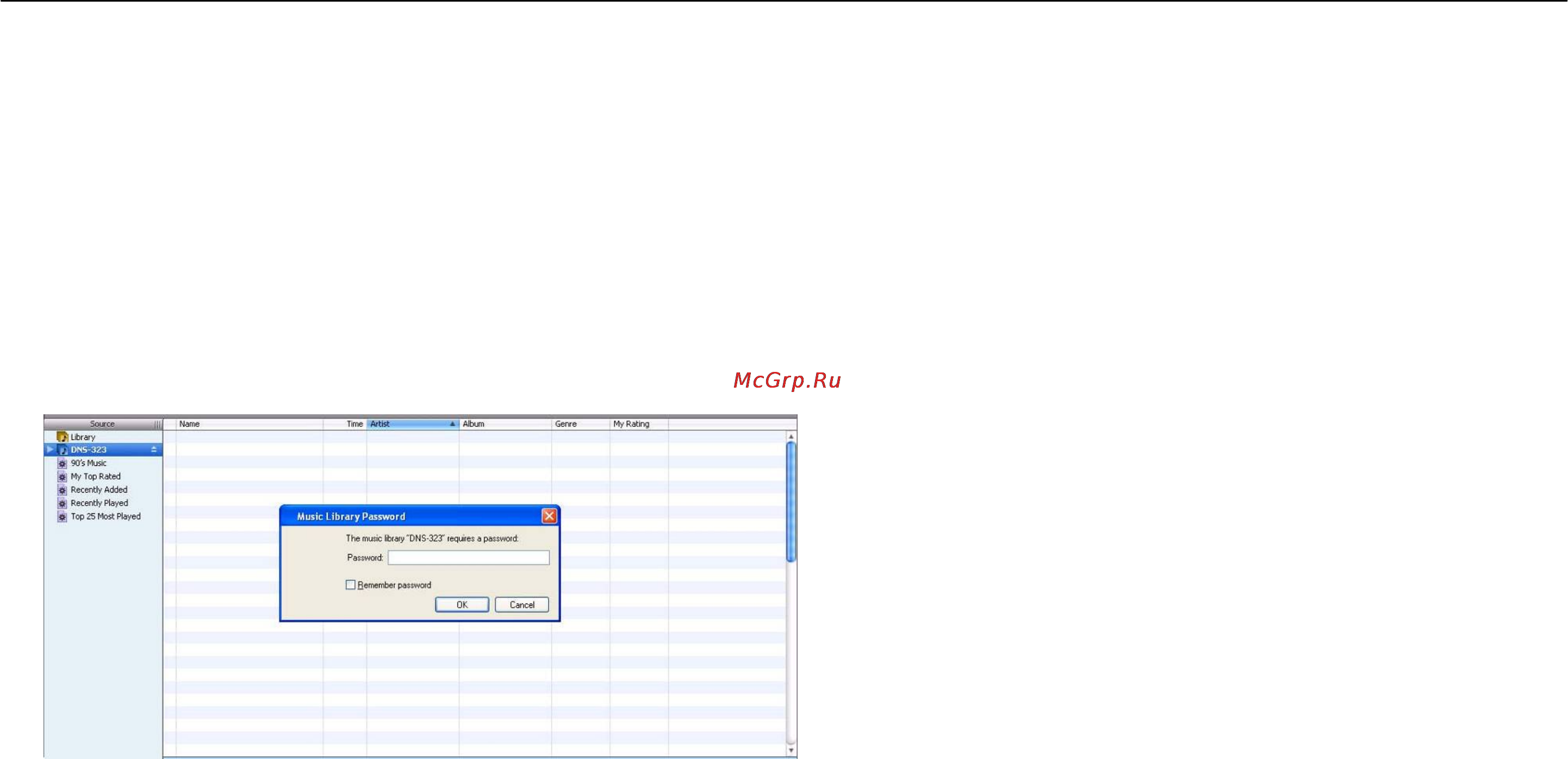 D-Link DNS-313 [34/67] After enabling the itunes server on the dns 313 launch itunes when itunes detects the dns 313 select it and you will be prompted to enter the itunes server password