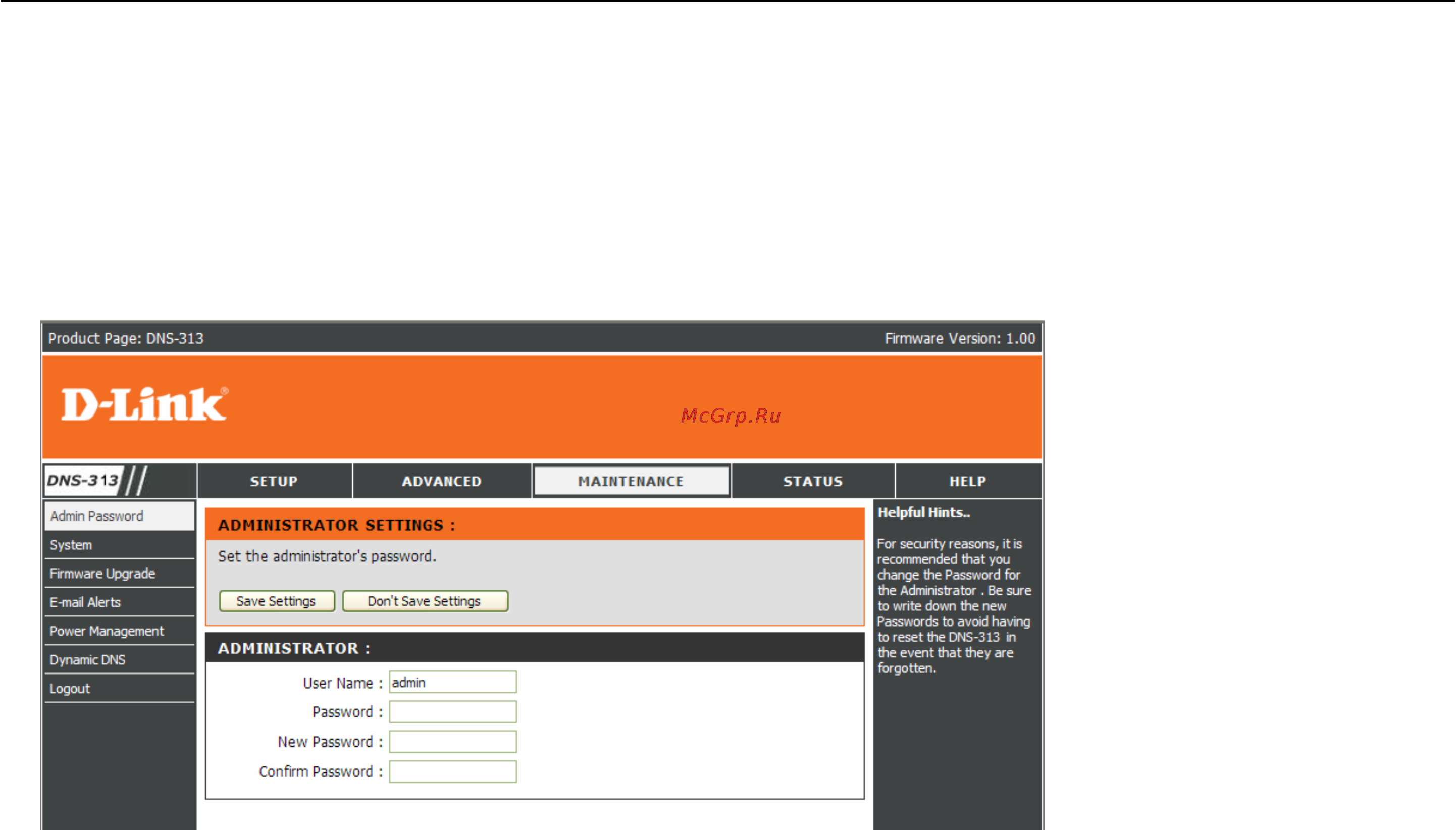 D-Link DNS-313 [38/67] Maintenance