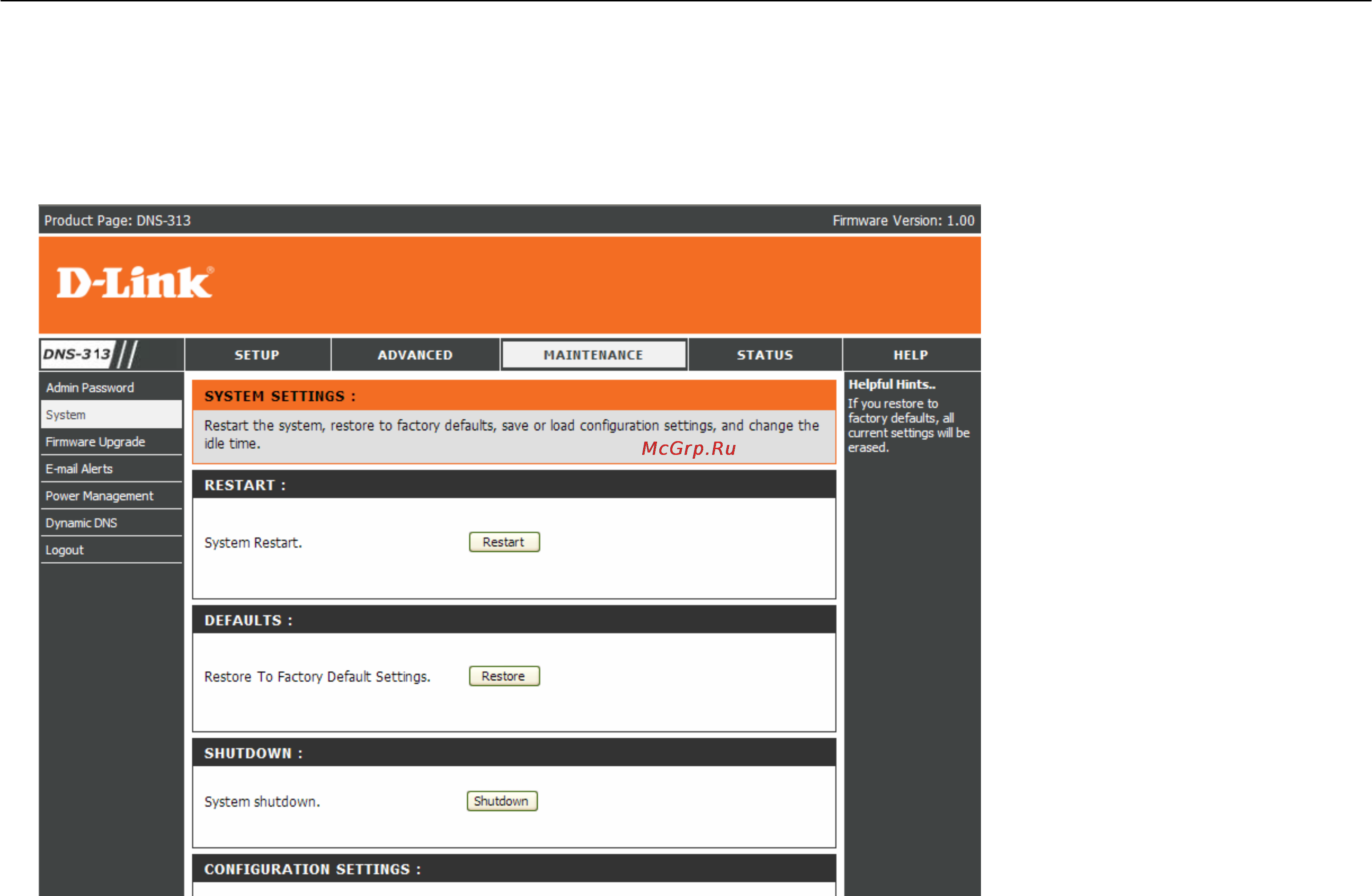 D-Link DNS-313 [40/67] System
