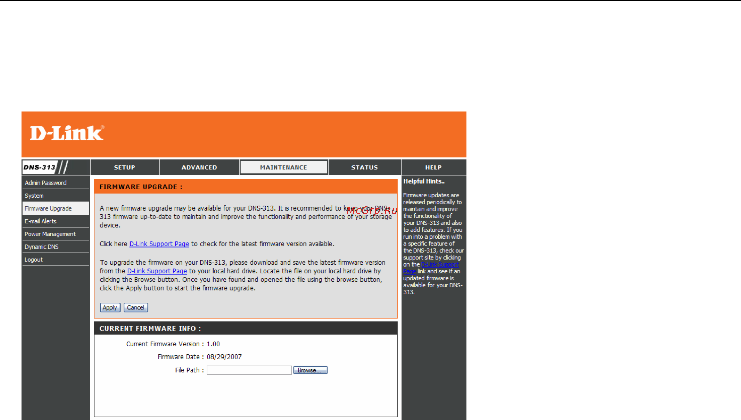 D-Link DNS-313 [42/67] Firmware upgrade