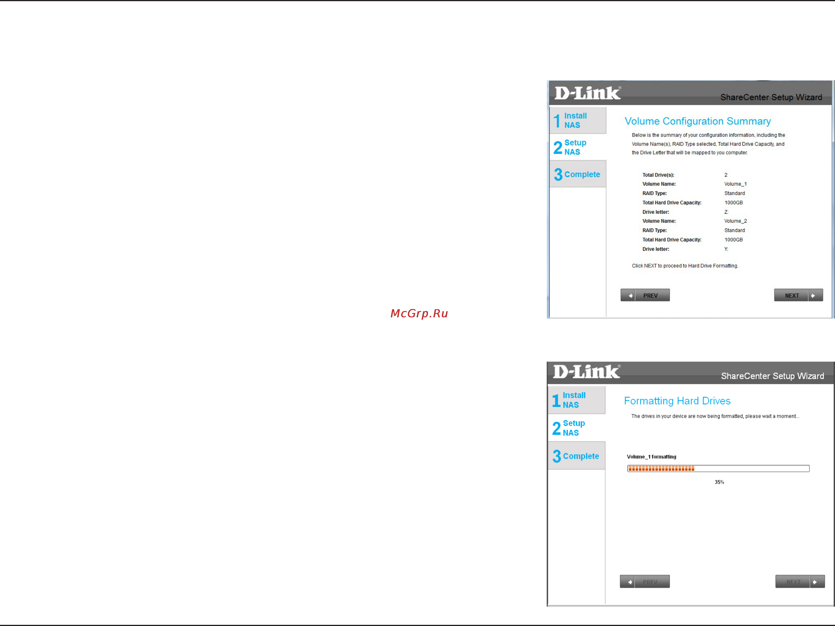 D-Link DNS-320 [20/117] Configuration summary and drive formatting