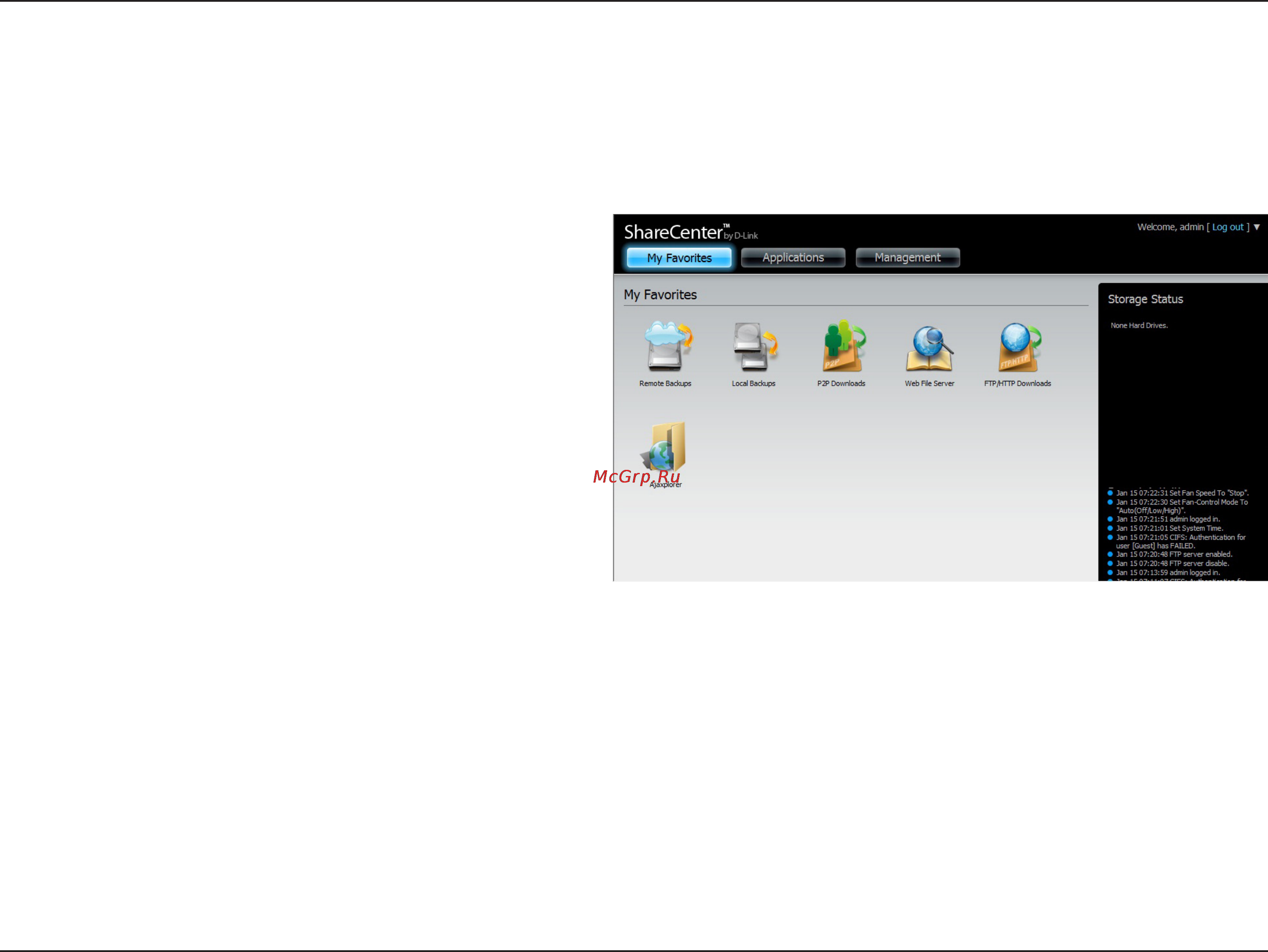 D-Link DNS-320 [26/117] Web ui general layout