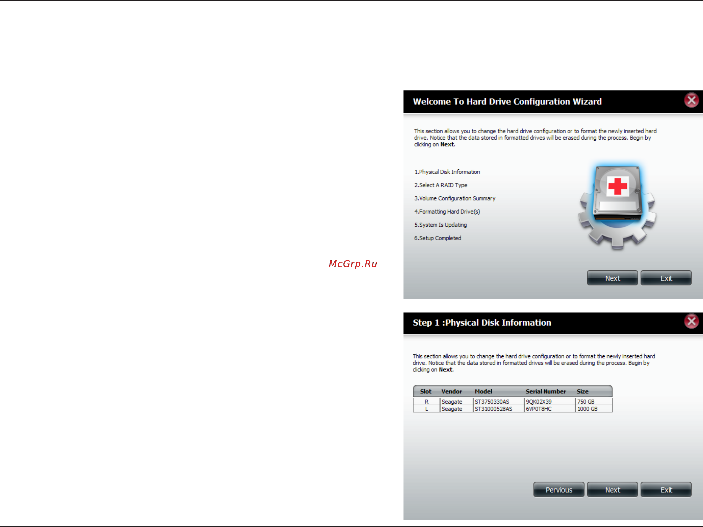 D-Link DNS-320 [33/117] Hard drive configuration wizard