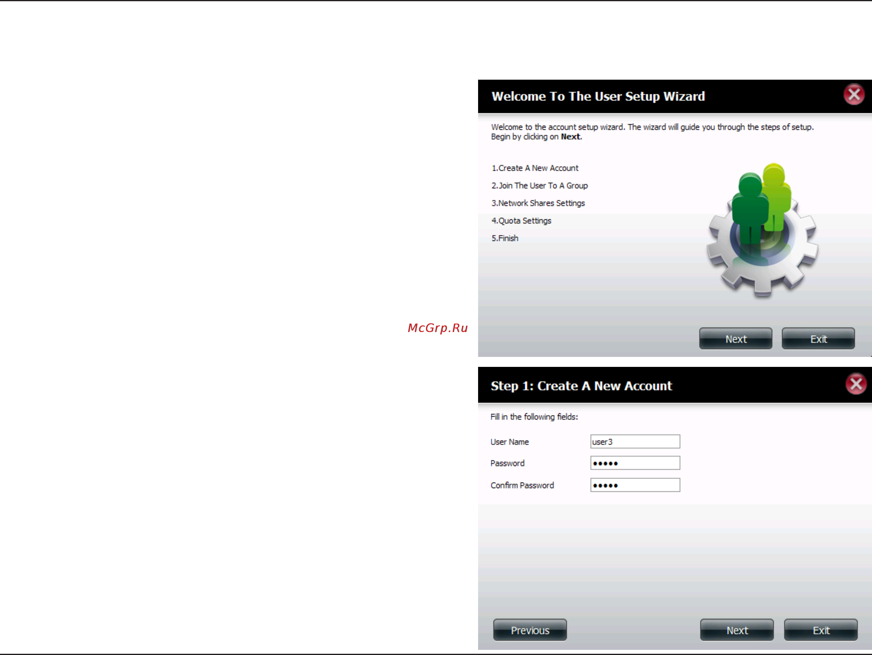 D-Link DNS-320 [41/117] Adding new users wizard