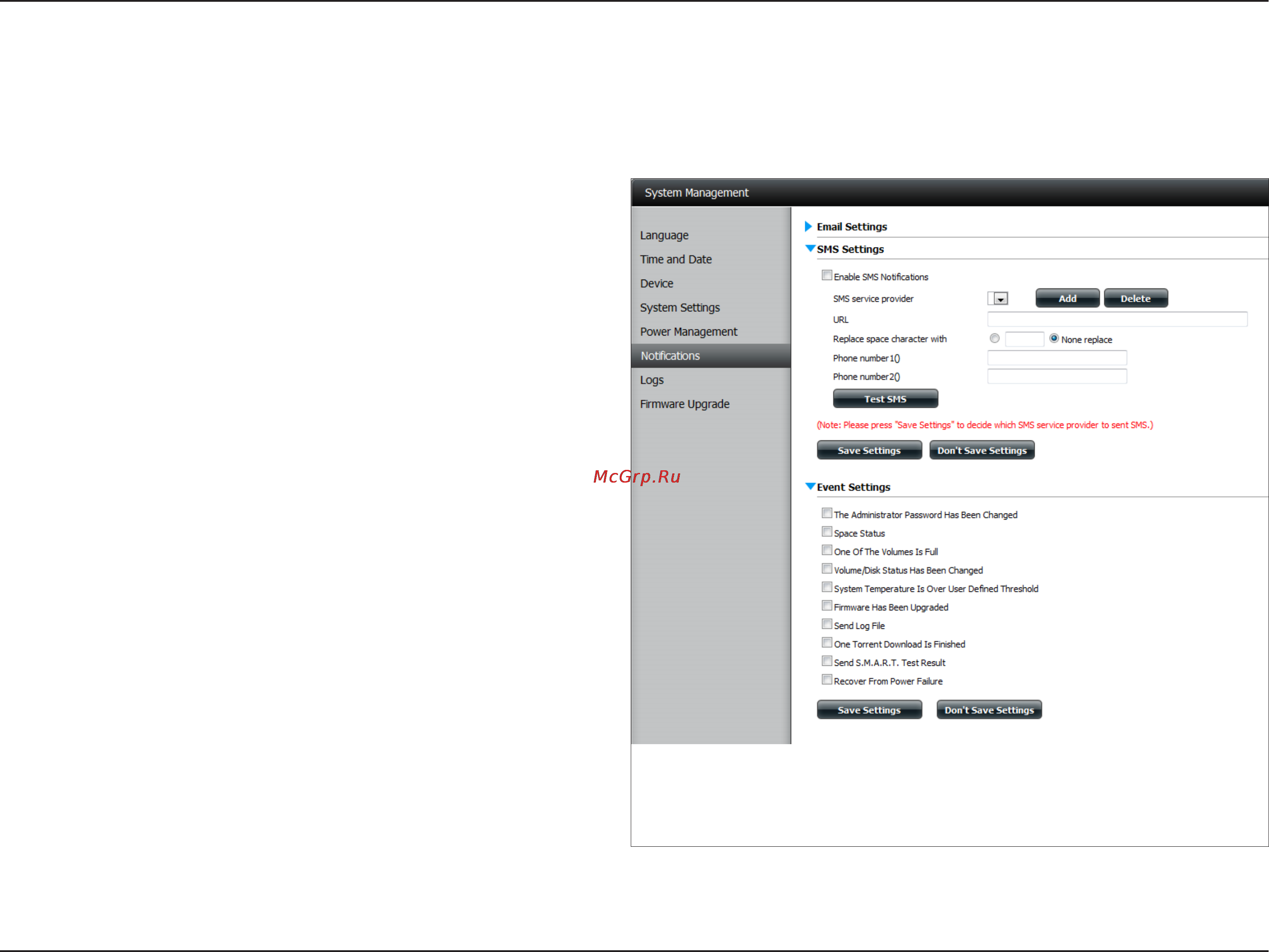 D-Link DNS-320 [81/117] Event settings