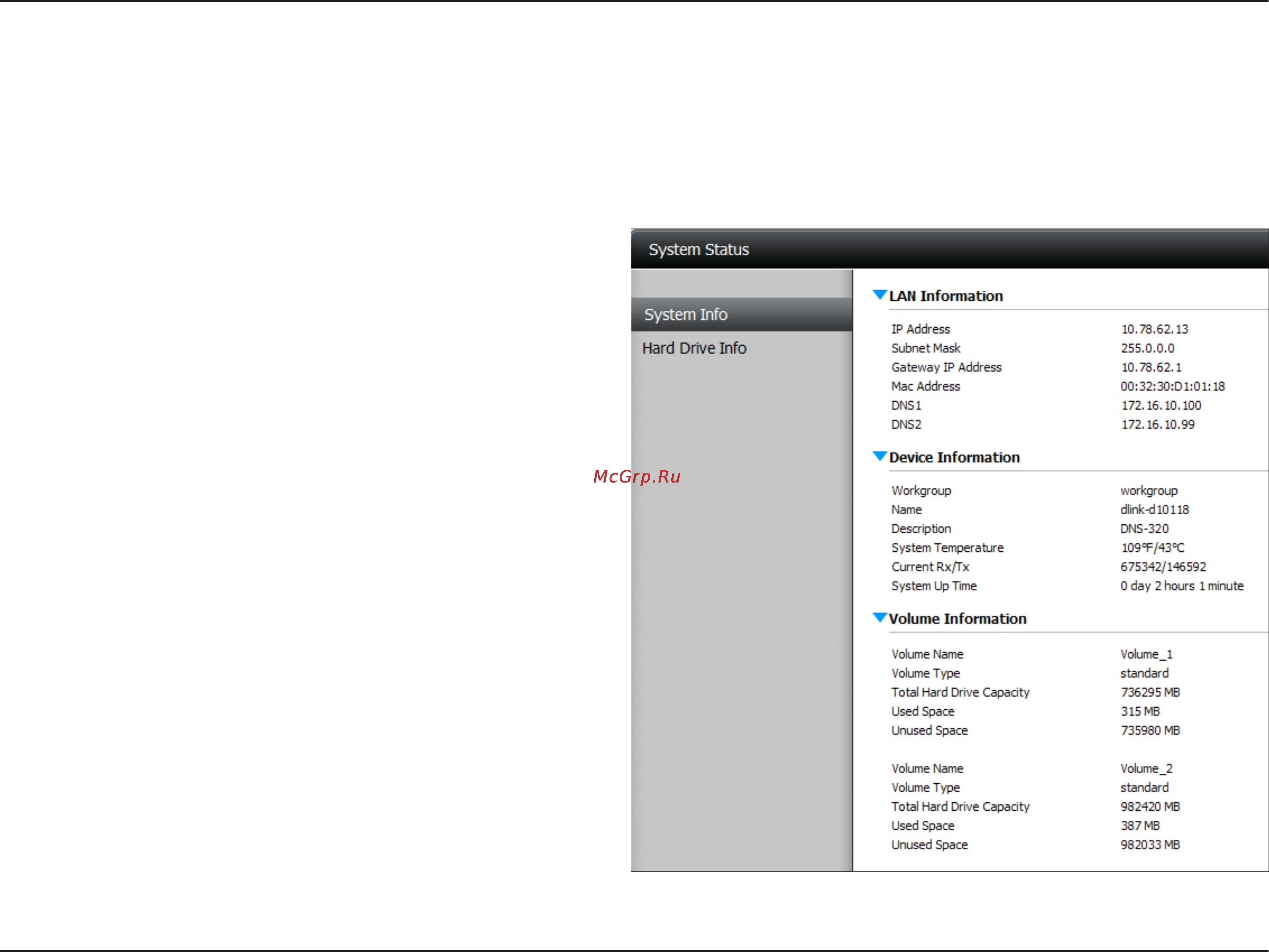 D-Link DNS-320 [84/117] System info
