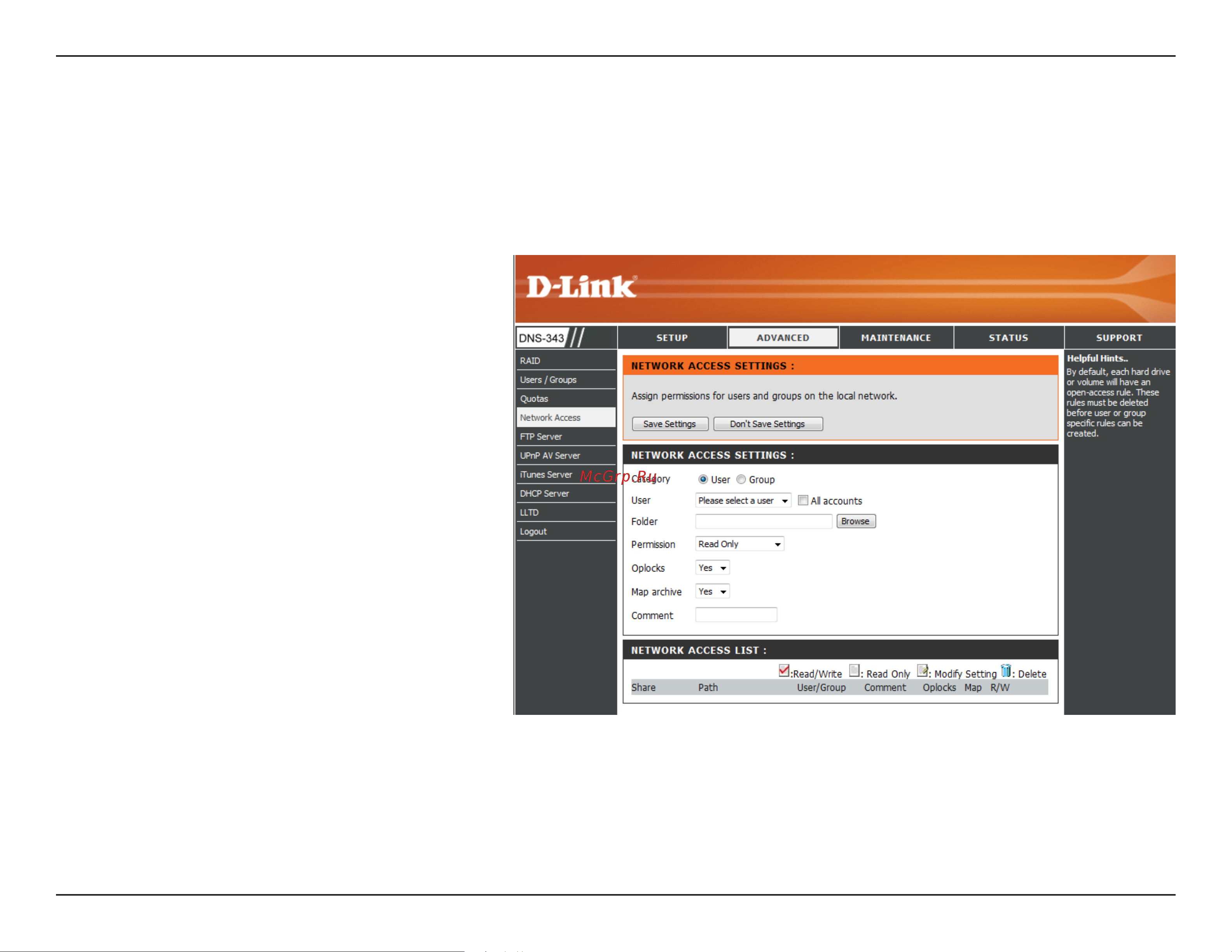D-Link DNS-343 [34/86] Network access