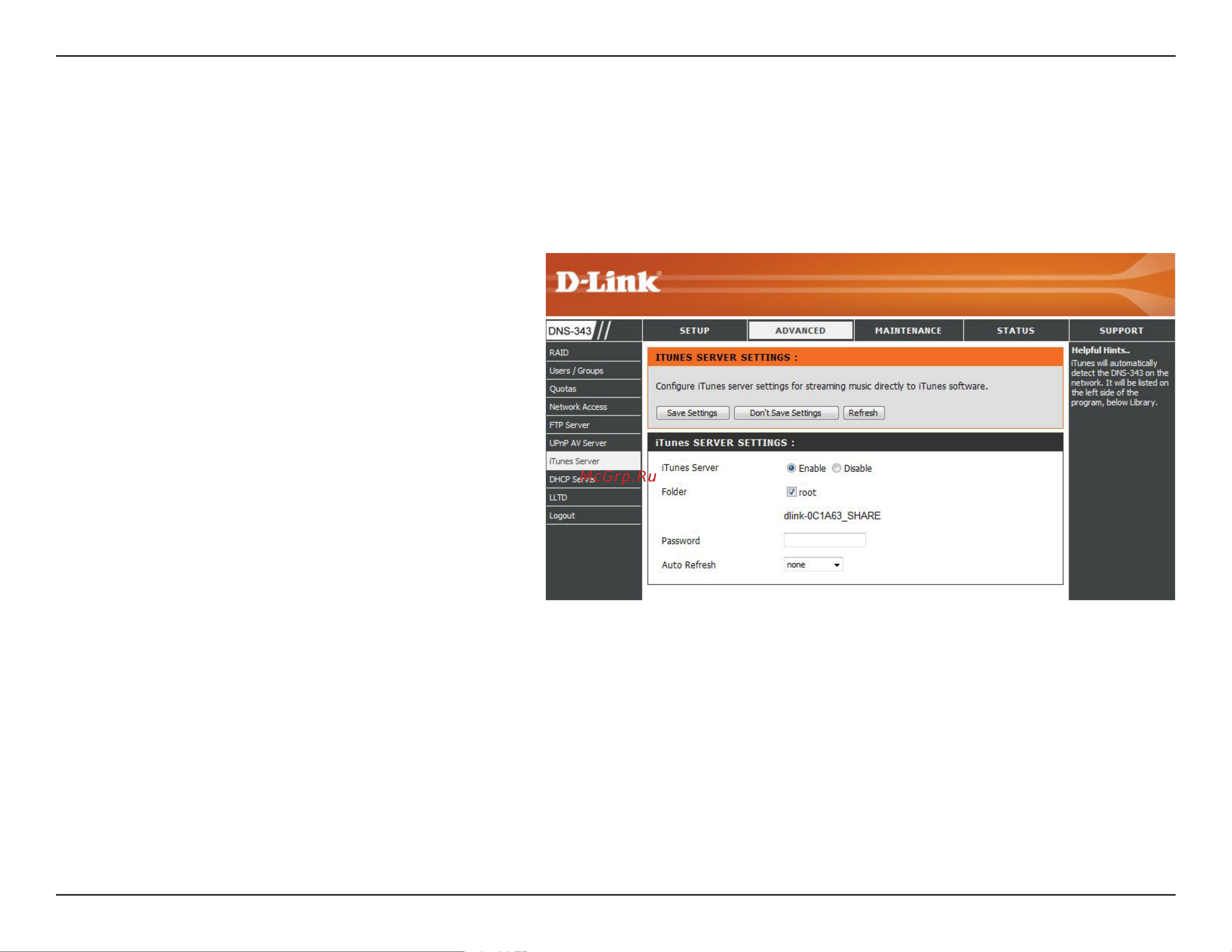 D-Link DNS-343 [40/86] Itunes server